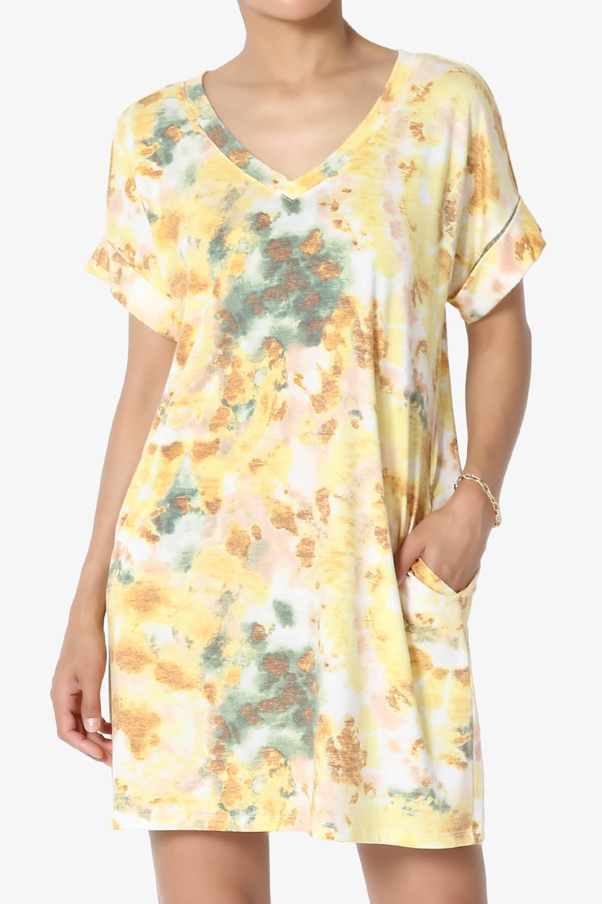 Lipa Tie Dye Jersey Pocket Tunic YELLOW_1