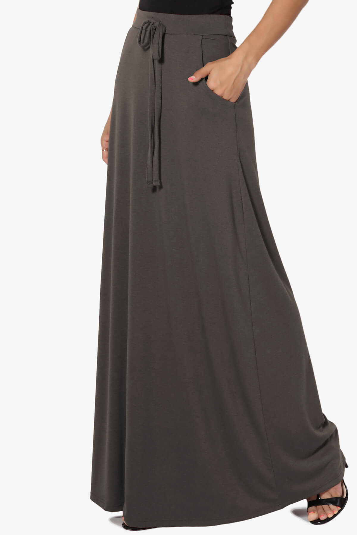 Izzie Drawstring Pocket Jersey Maxi Skirt PLUS