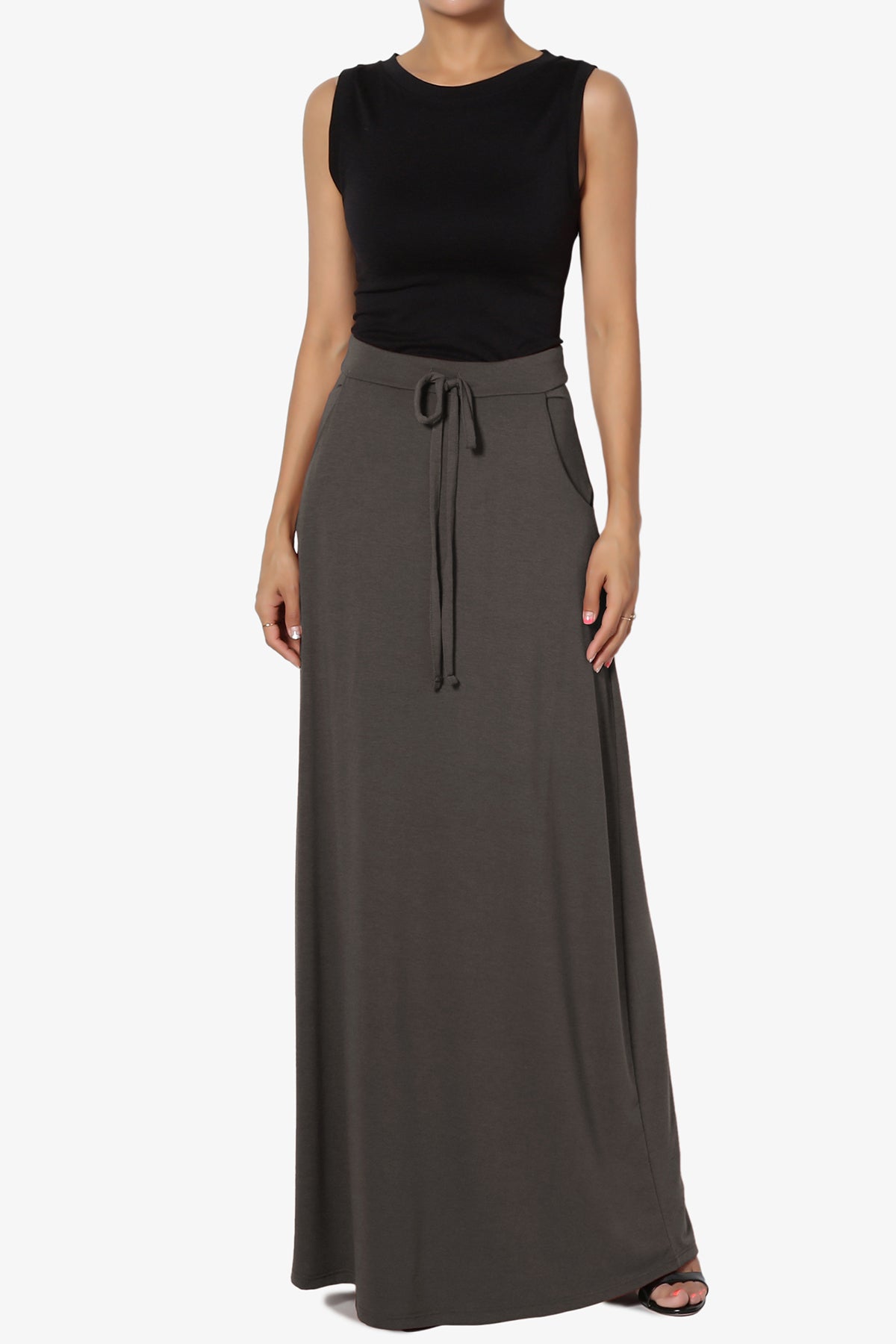 Izzie Drawstring Pocket Jersey Maxi Skirt
