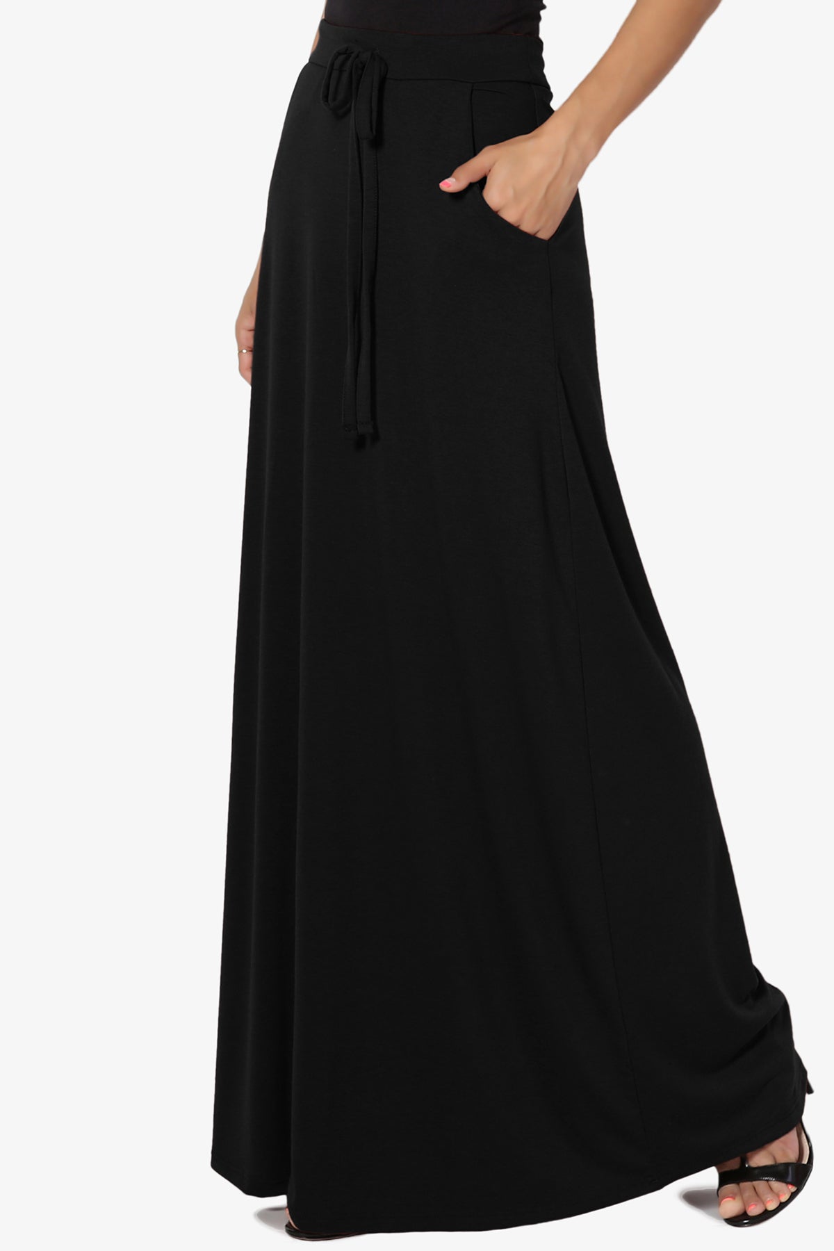 Izzie Drawstring Pocket Jersey Maxi Skirt