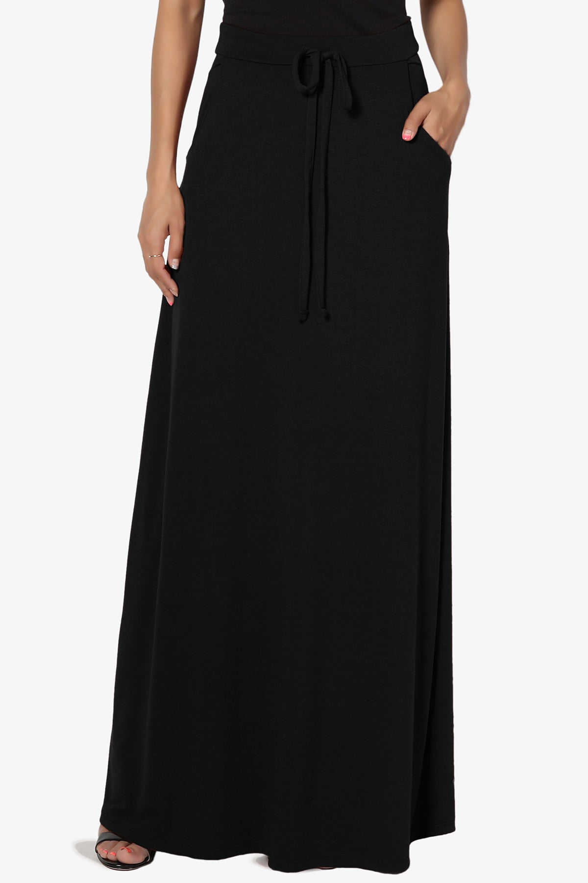 Izzie Drawstring Pocket Jersey Maxi Skirt