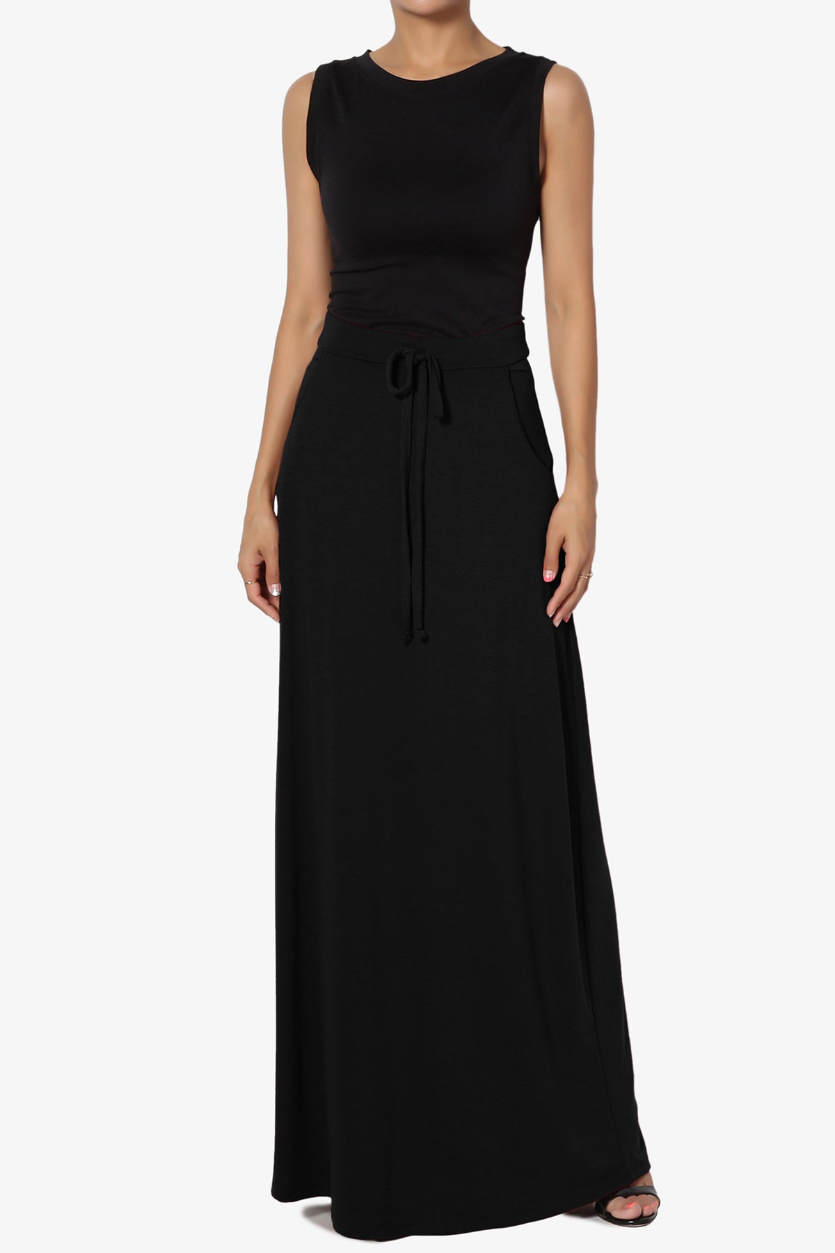 Izzie Drawstring Pocket Jersey Maxi Skirt