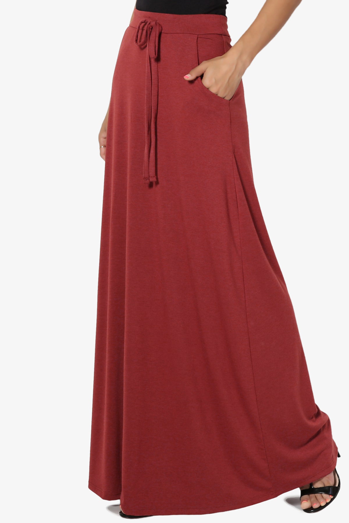 Izzie Drawstring Pocket Jersey Maxi Skirt