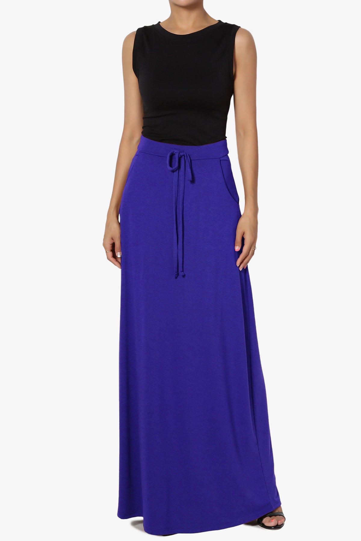 Izzie Drawstring Pocket Jersey Maxi Skirt