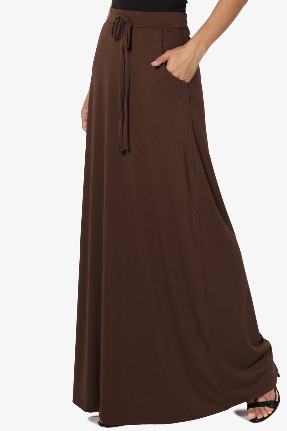 Izzie Drawstring Pocket Jersey Maxi Skirt