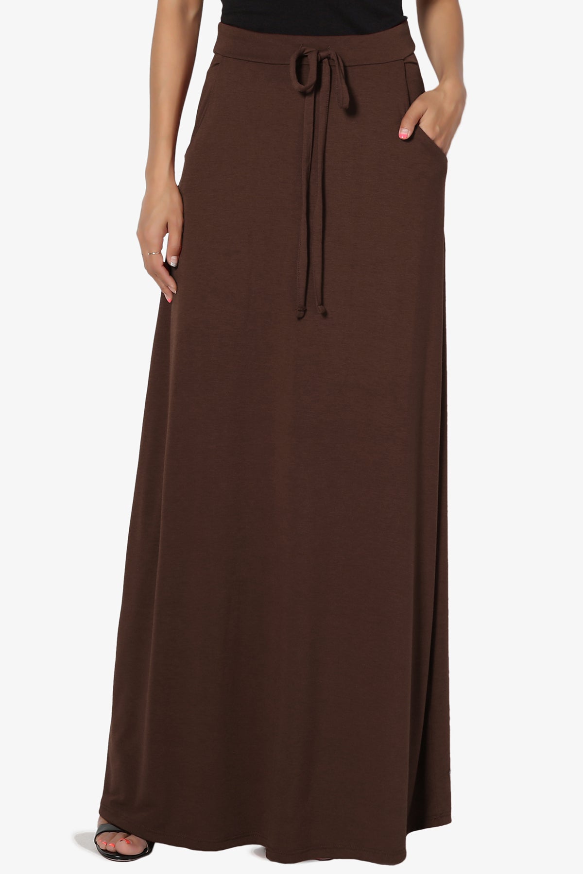 Izzie Drawstring Pocket Jersey Maxi Skirt PLUS