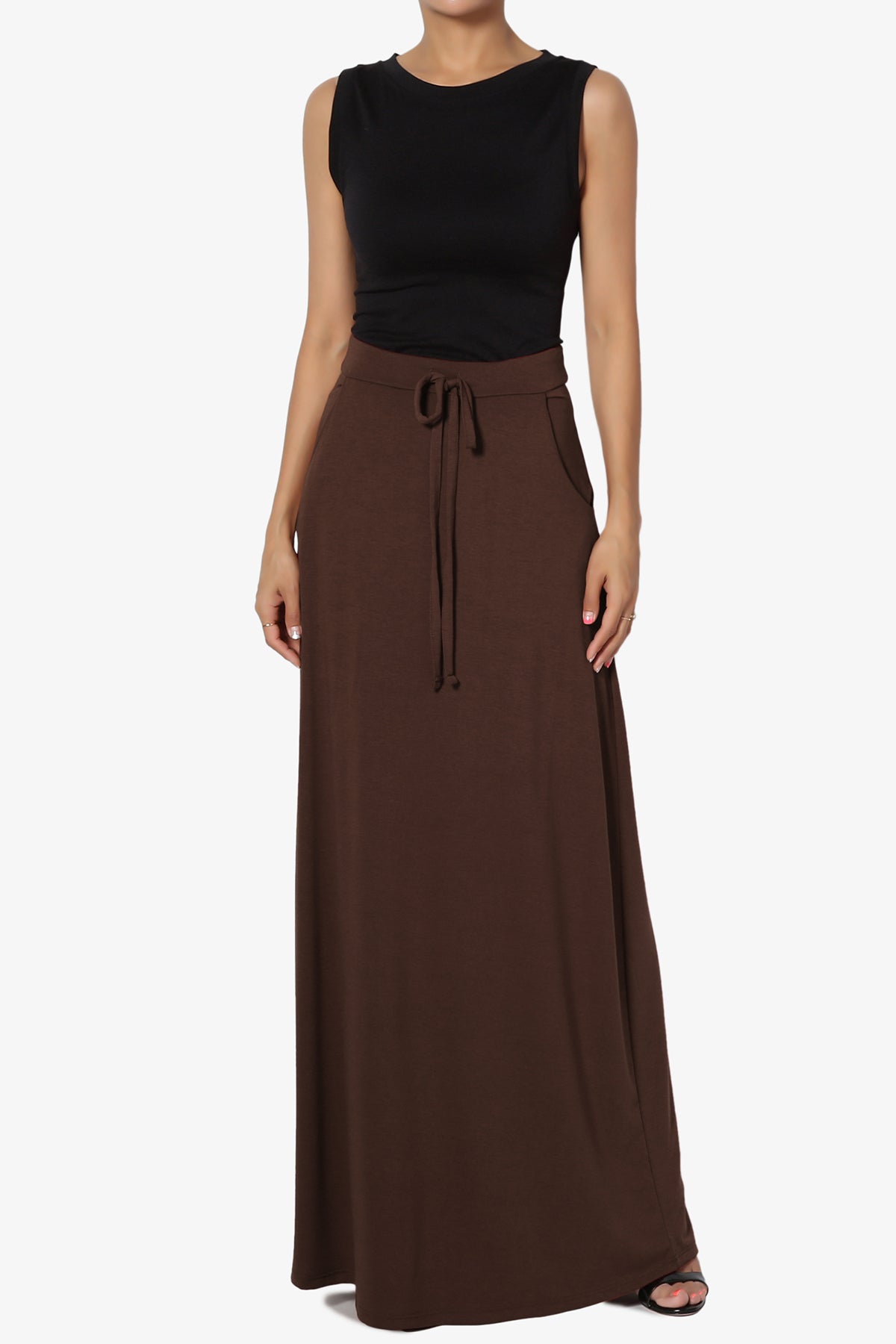 Izzie Drawstring Pocket Jersey Maxi Skirt PLUS