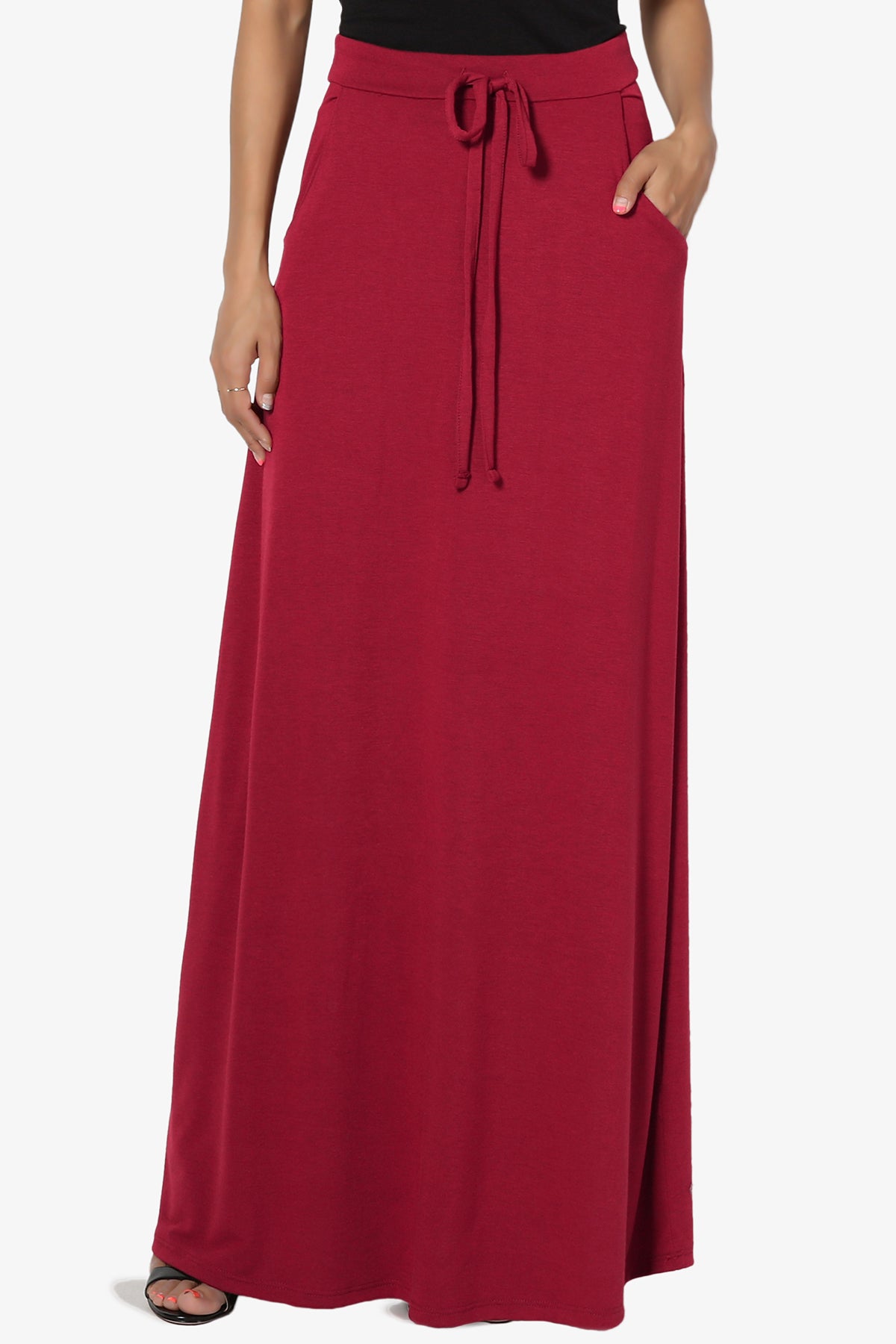 Izzie Drawstring Pocket Jersey Maxi Skirt PLUS