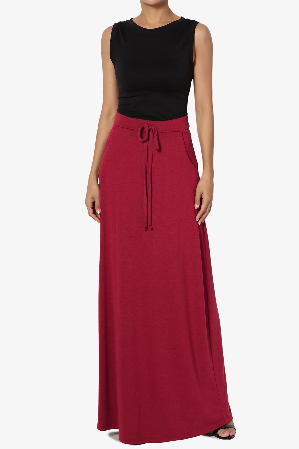 Izzie Drawstring Pocket Jersey Maxi Skirt PLUS