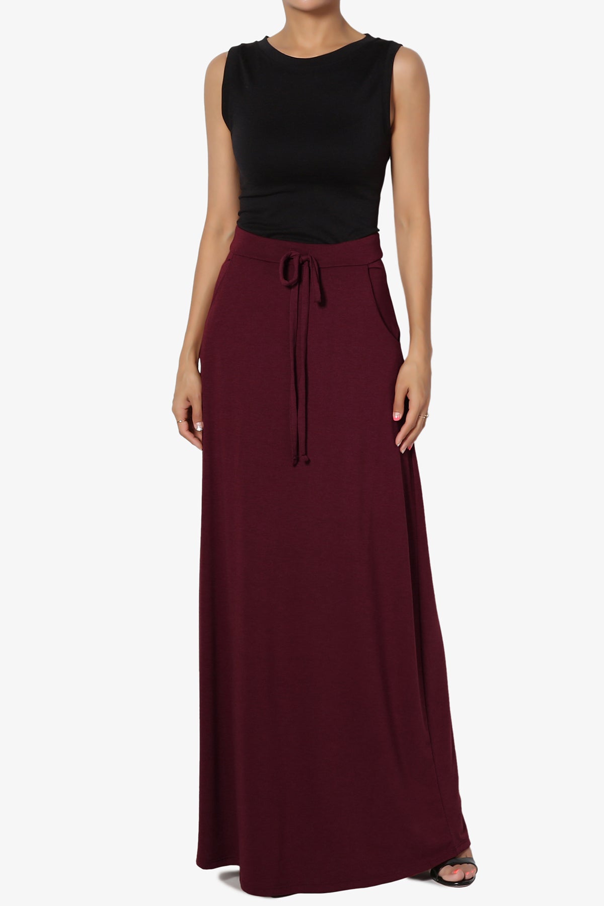 Izzie Drawstring Pocket Jersey Maxi Skirt