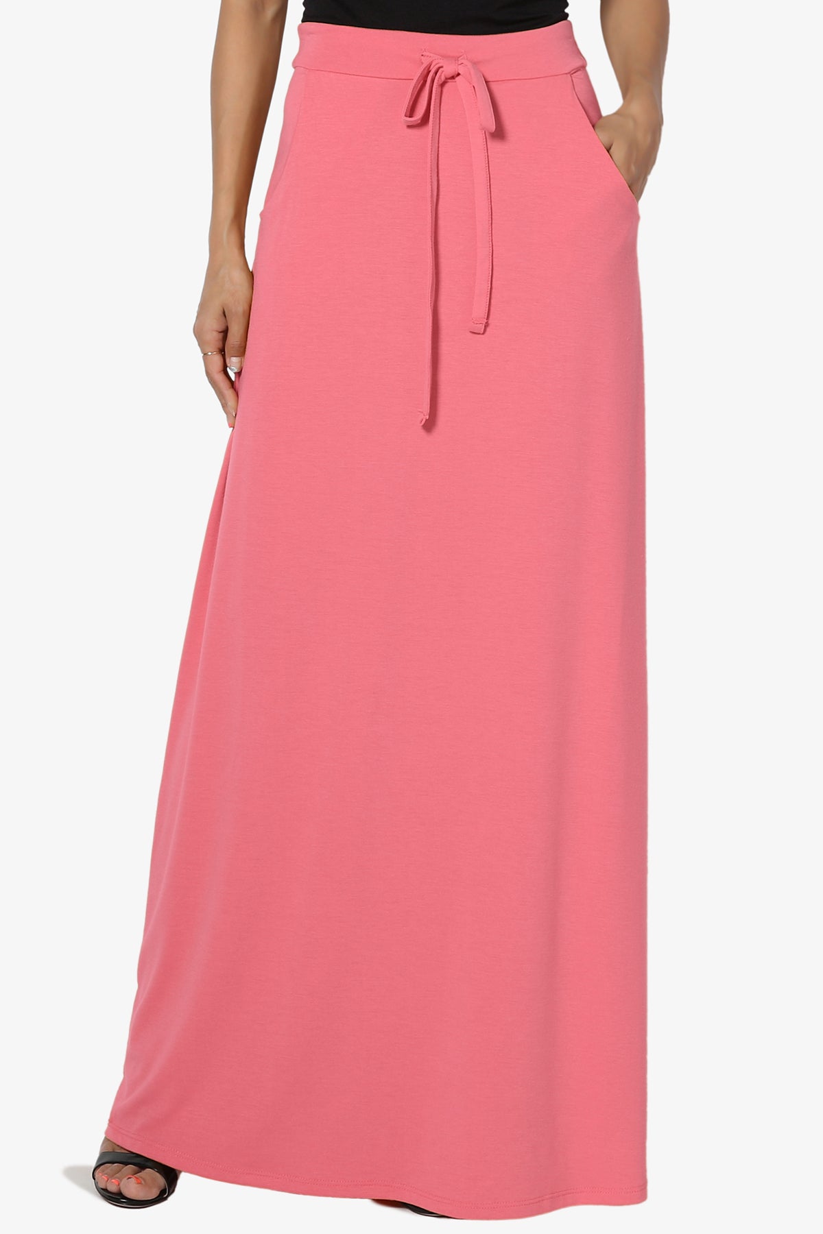 Izzie Drawstring Pocket Jersey Maxi Skirt PLUS