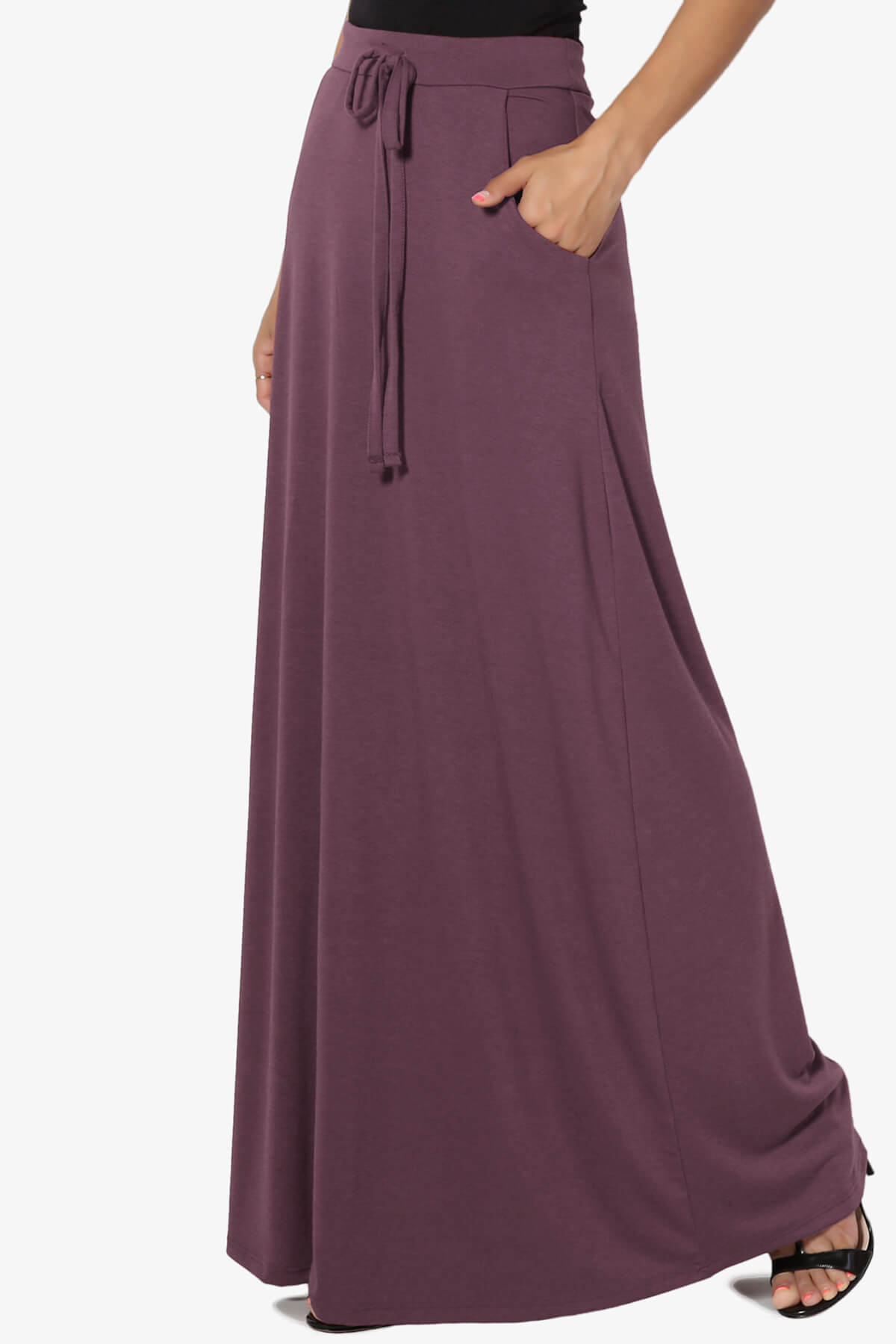 Izzie Drawstring Pocket Jersey Maxi Skirt
