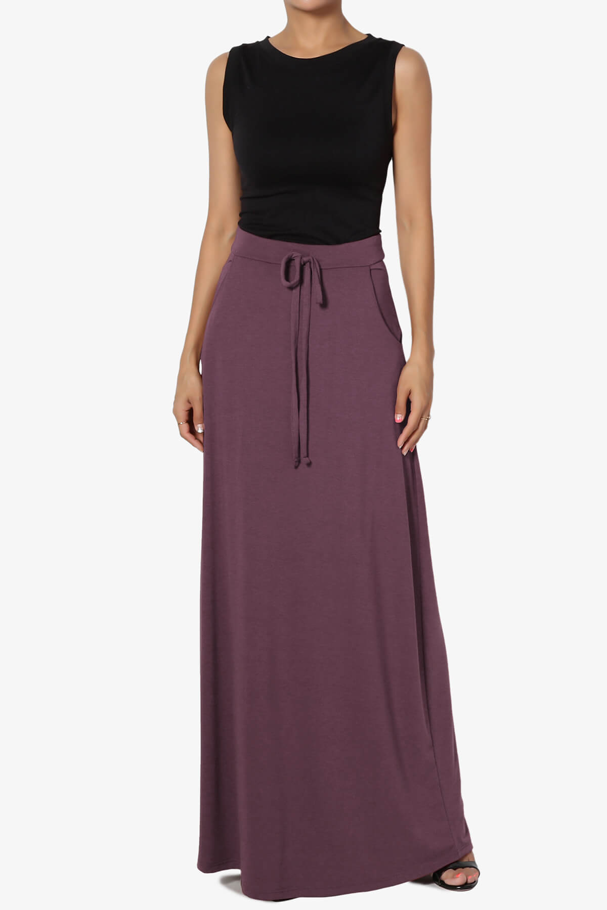 Izzie Drawstring Pocket Jersey Maxi Skirt