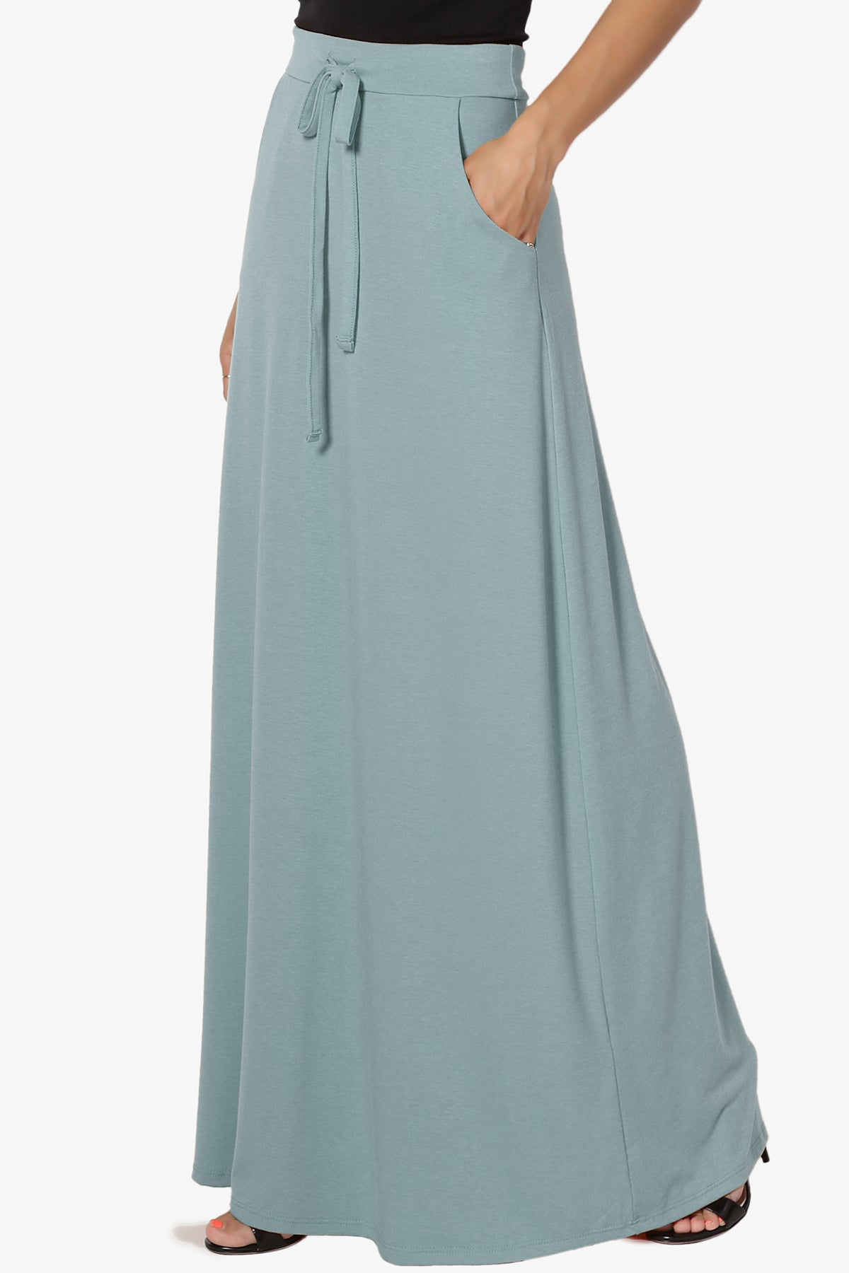 Izzie Drawstring Pocket Jersey Maxi Skirt