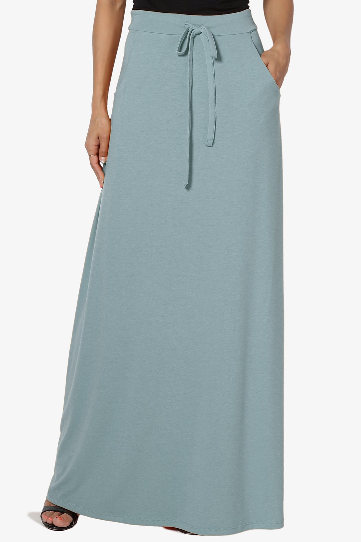 Izzie Drawstring Pocket Jersey Maxi Skirt