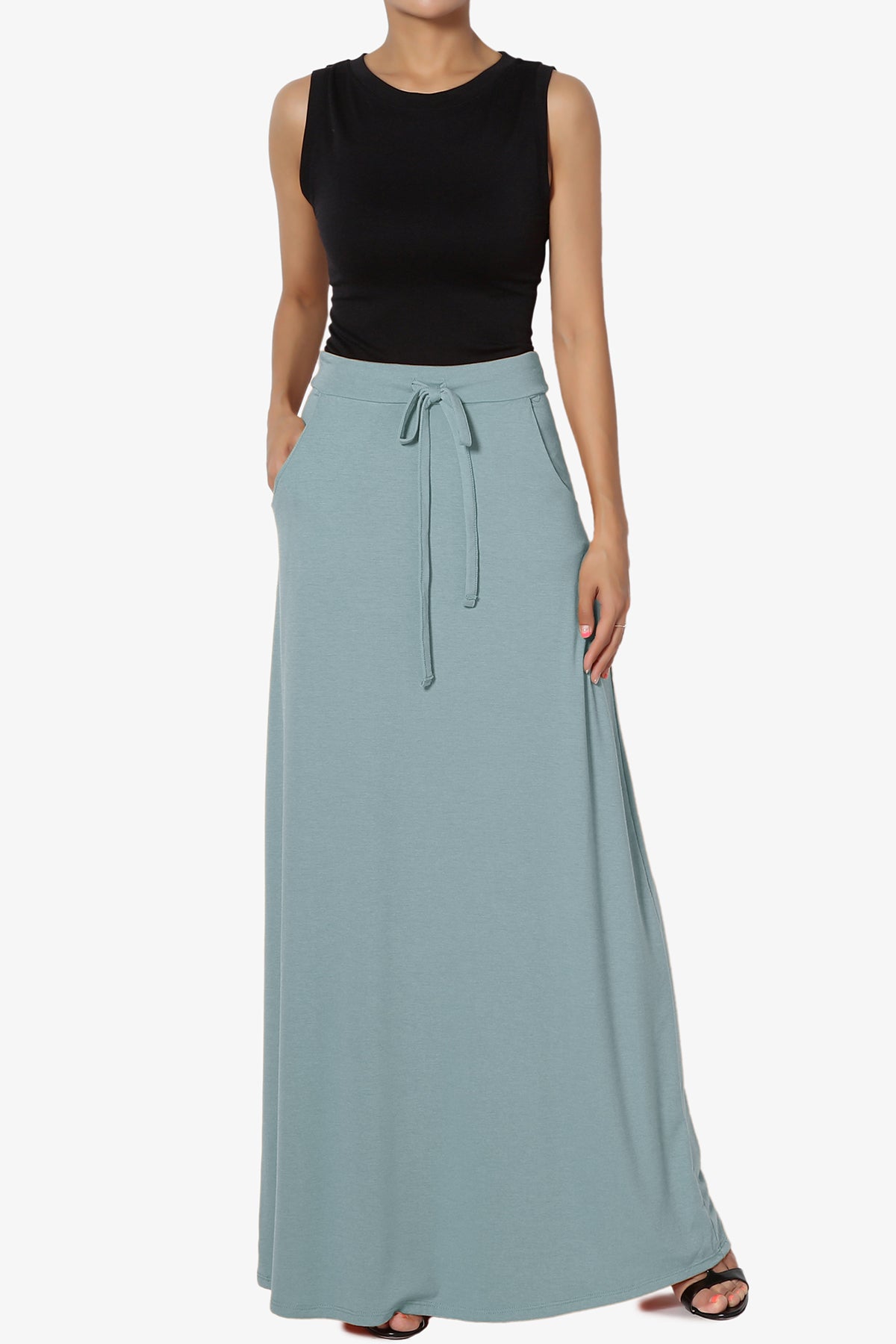 Izzie Drawstring Pocket Jersey Maxi Skirt