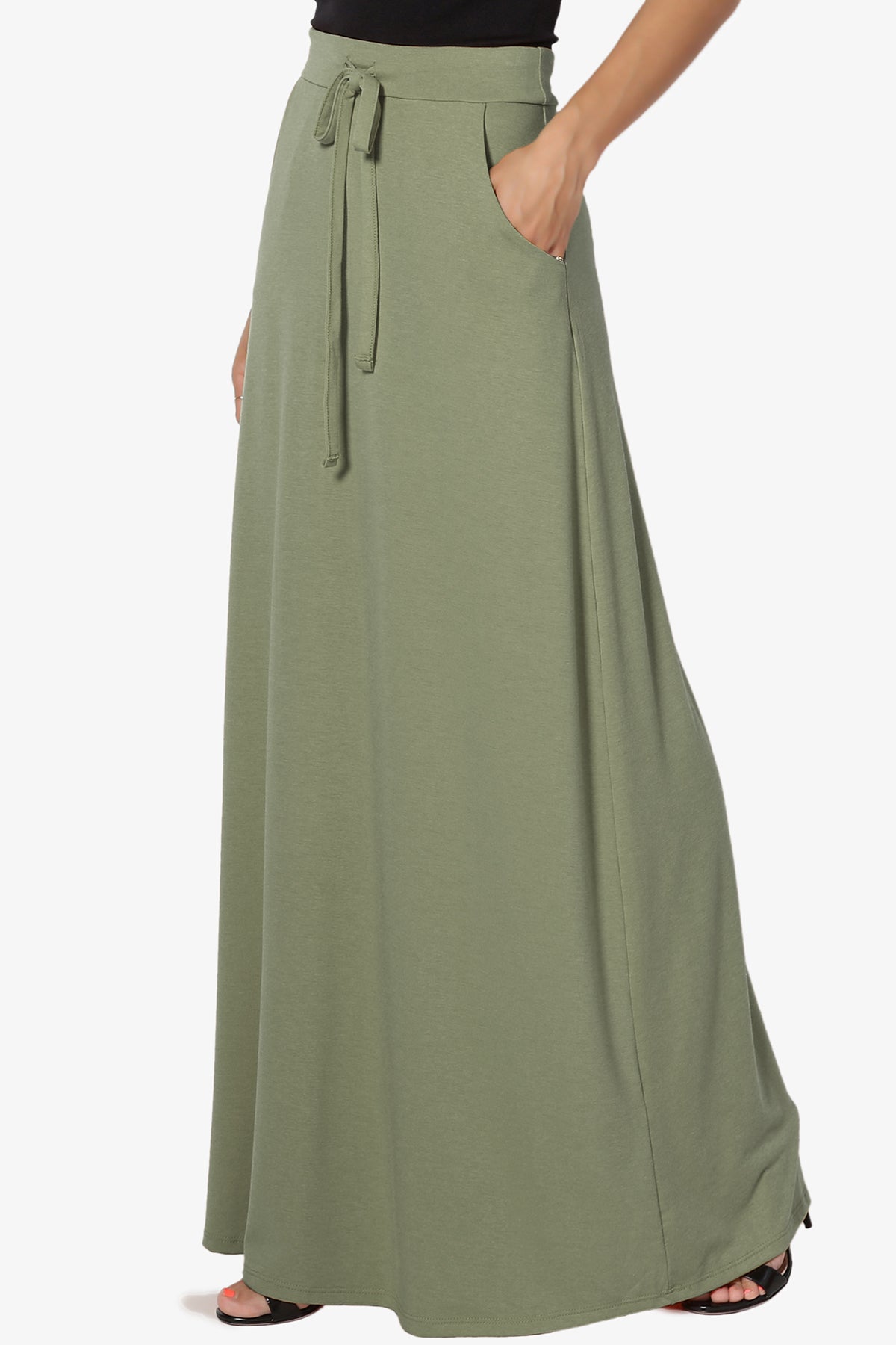 Izzie Drawstring Pocket Jersey Maxi Skirt