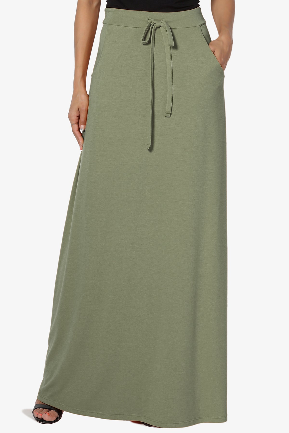 Izzie Drawstring Pocket Jersey Maxi Skirt