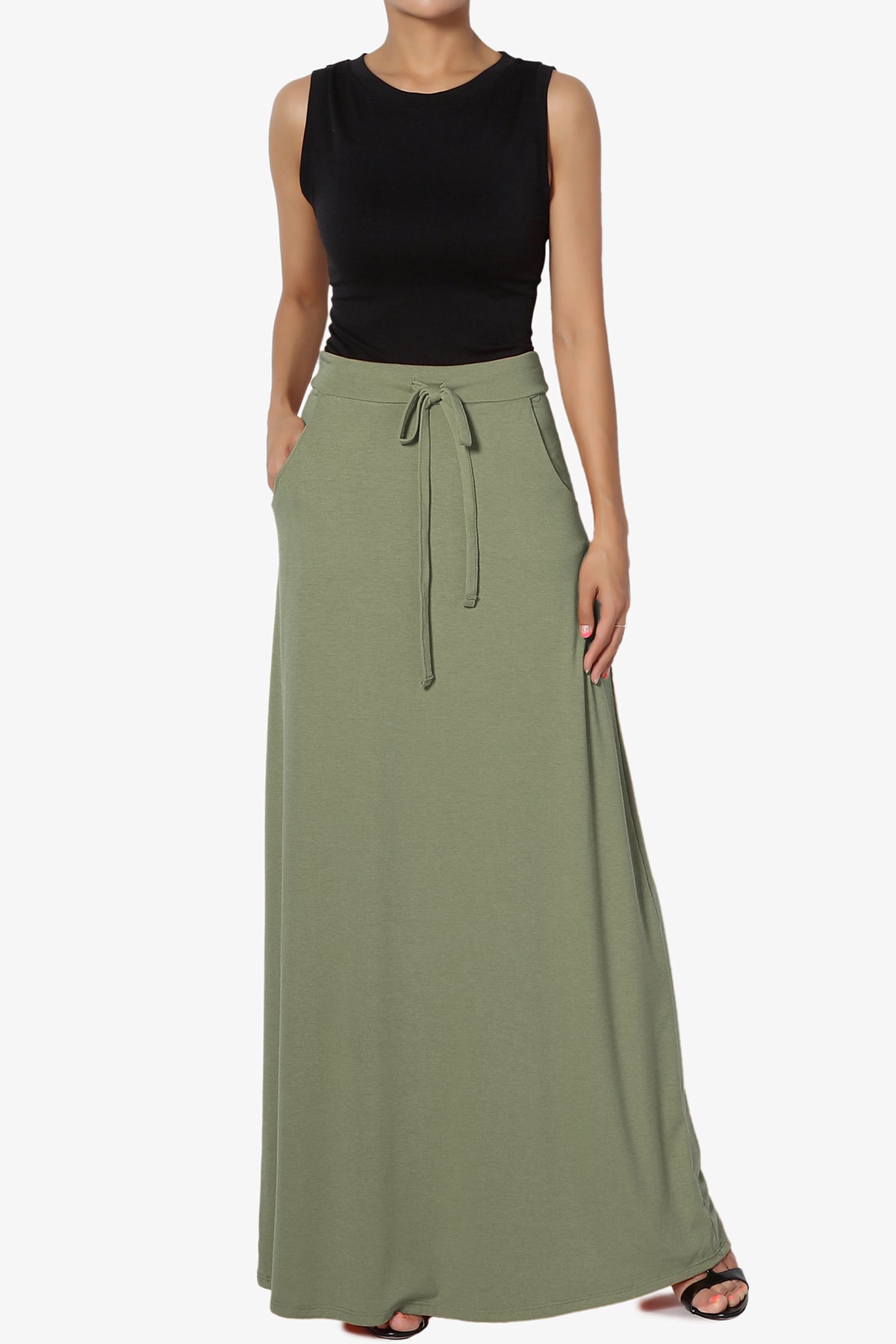 Izzie Drawstring Pocket Jersey Maxi Skirt