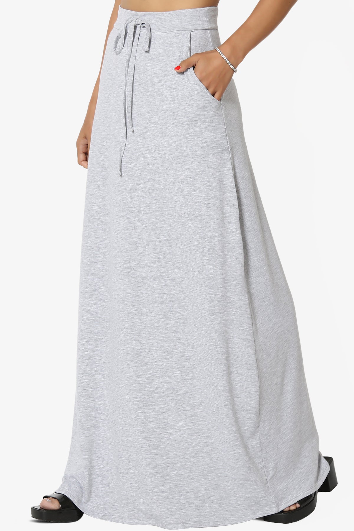 Izzie Drawstring Pocket Jersey Maxi Skirt