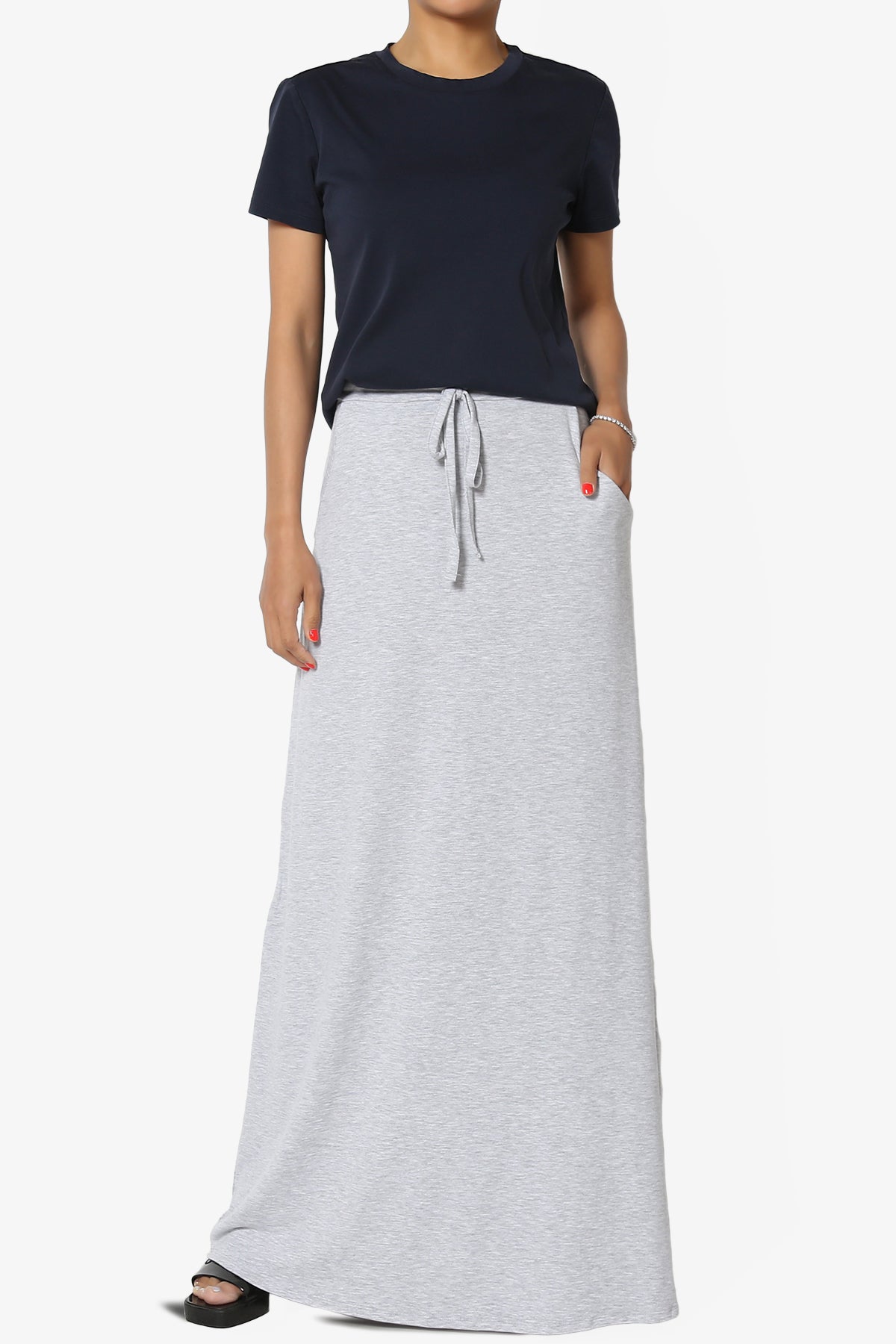 Izzie Drawstring Pocket Jersey Maxi Skirt