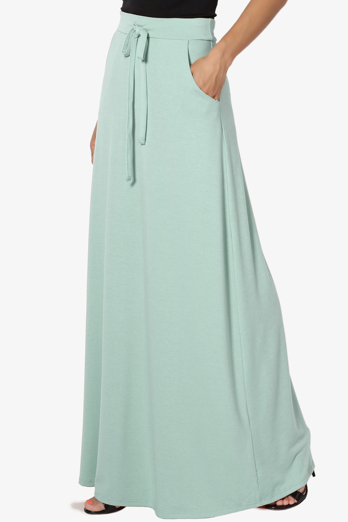 Izzie Drawstring Pocket Jersey Maxi Skirt
