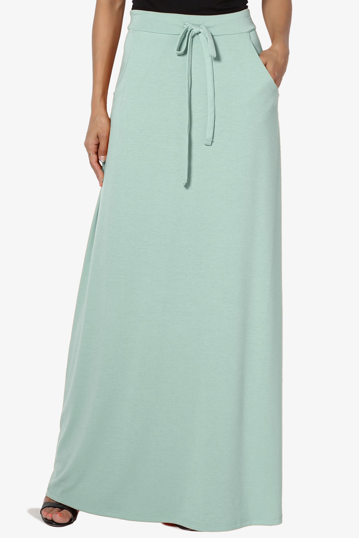 Izzie Drawstring Pocket Jersey Maxi Skirt PLUS