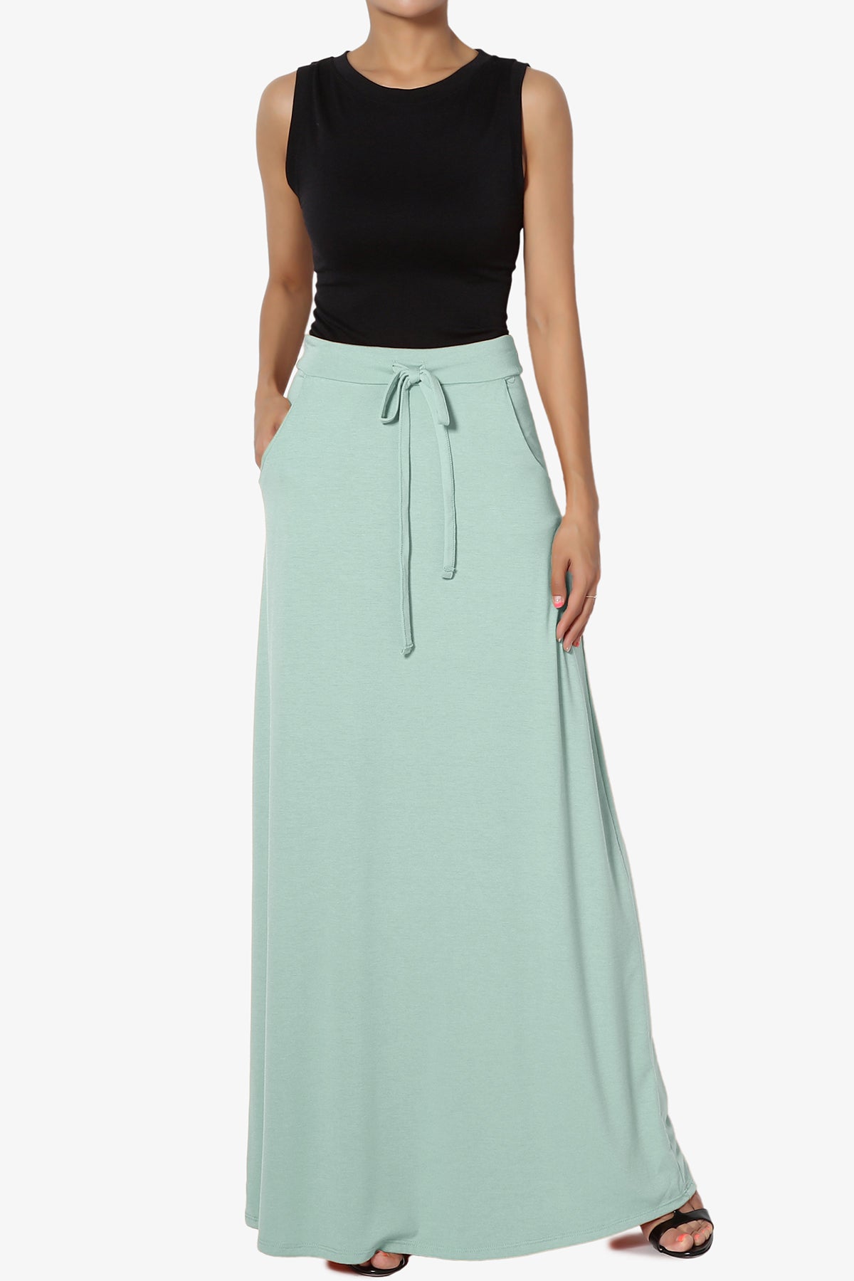 Izzie Drawstring Pocket Jersey Maxi Skirt