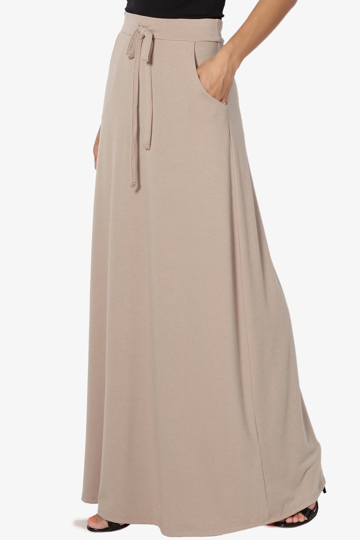 Izzie Drawstring Pocket Jersey Maxi Skirt PLUS
