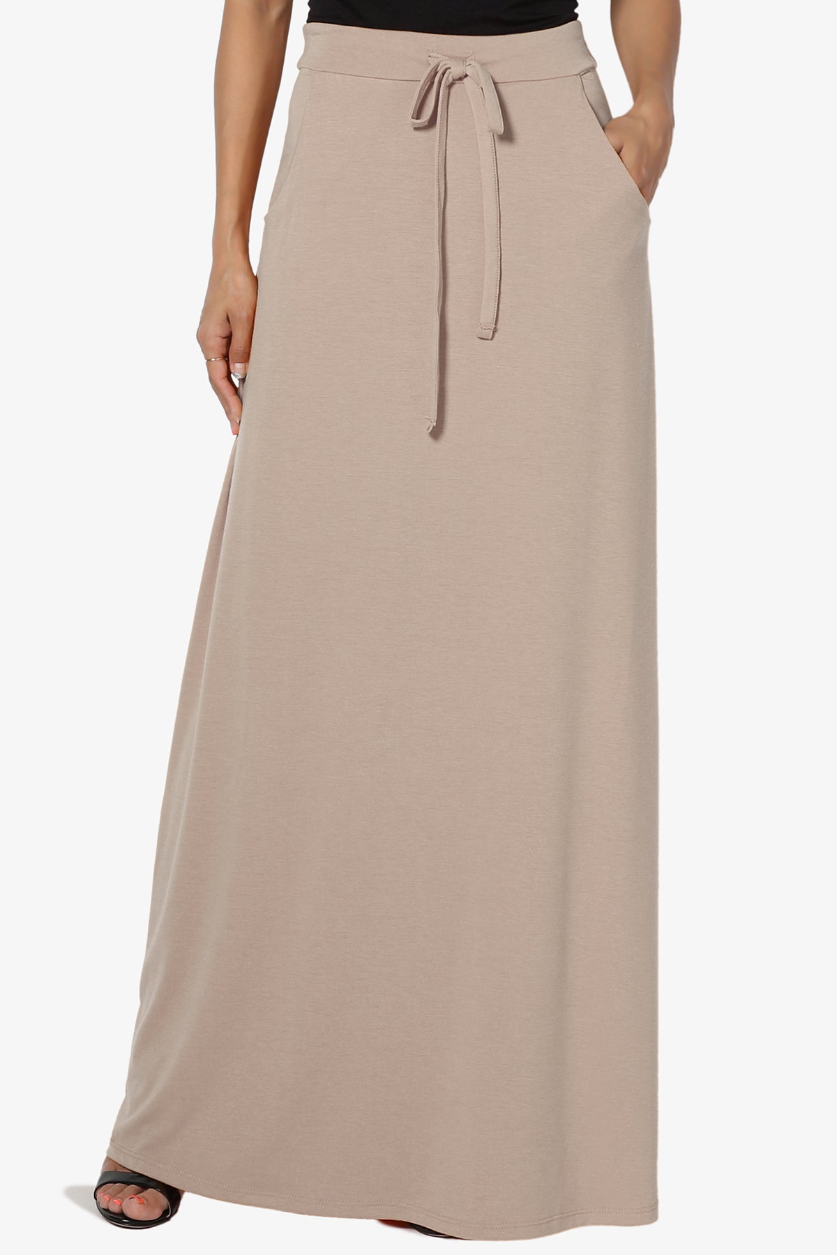 Izzie Drawstring Pocket Jersey Maxi Skirt PLUS