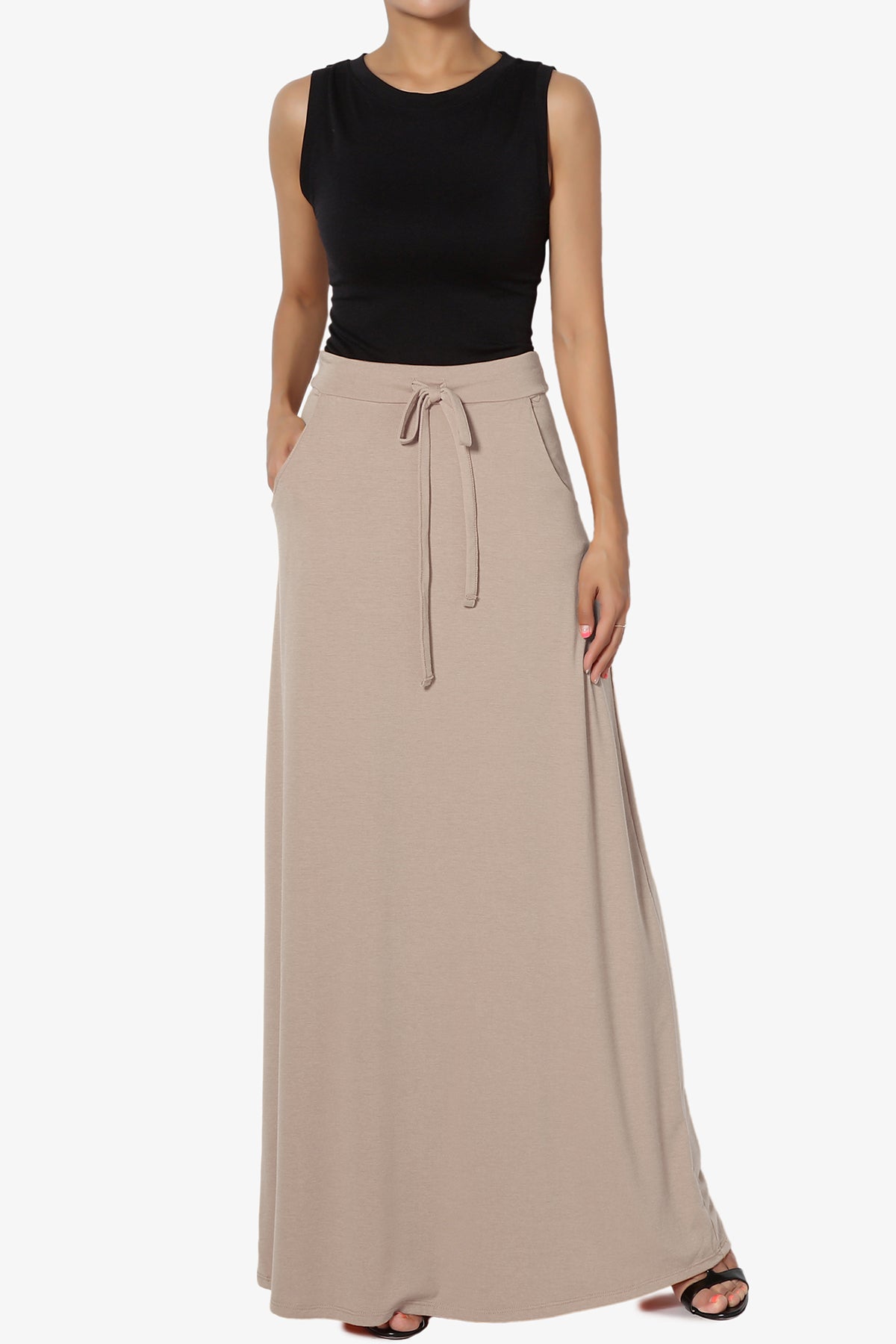 Izzie Drawstring Pocket Jersey Maxi Skirt PLUS
