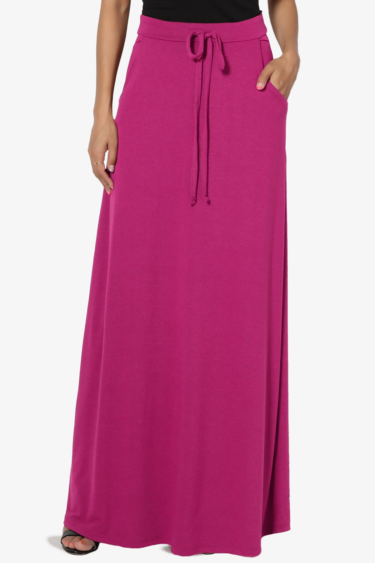 Izzie Drawstring Pocket Jersey Maxi Skirt PLUS