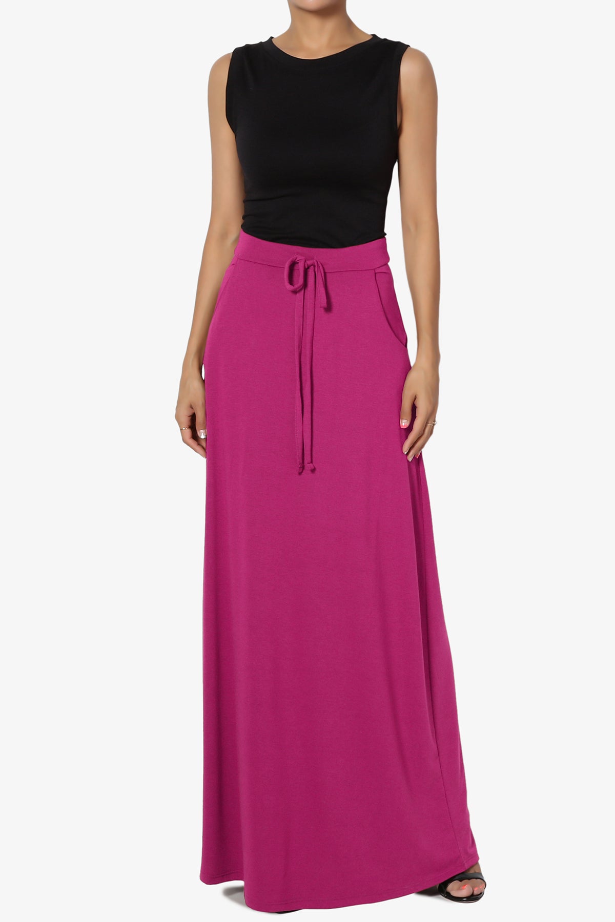 Izzie Drawstring Pocket Jersey Maxi Skirt