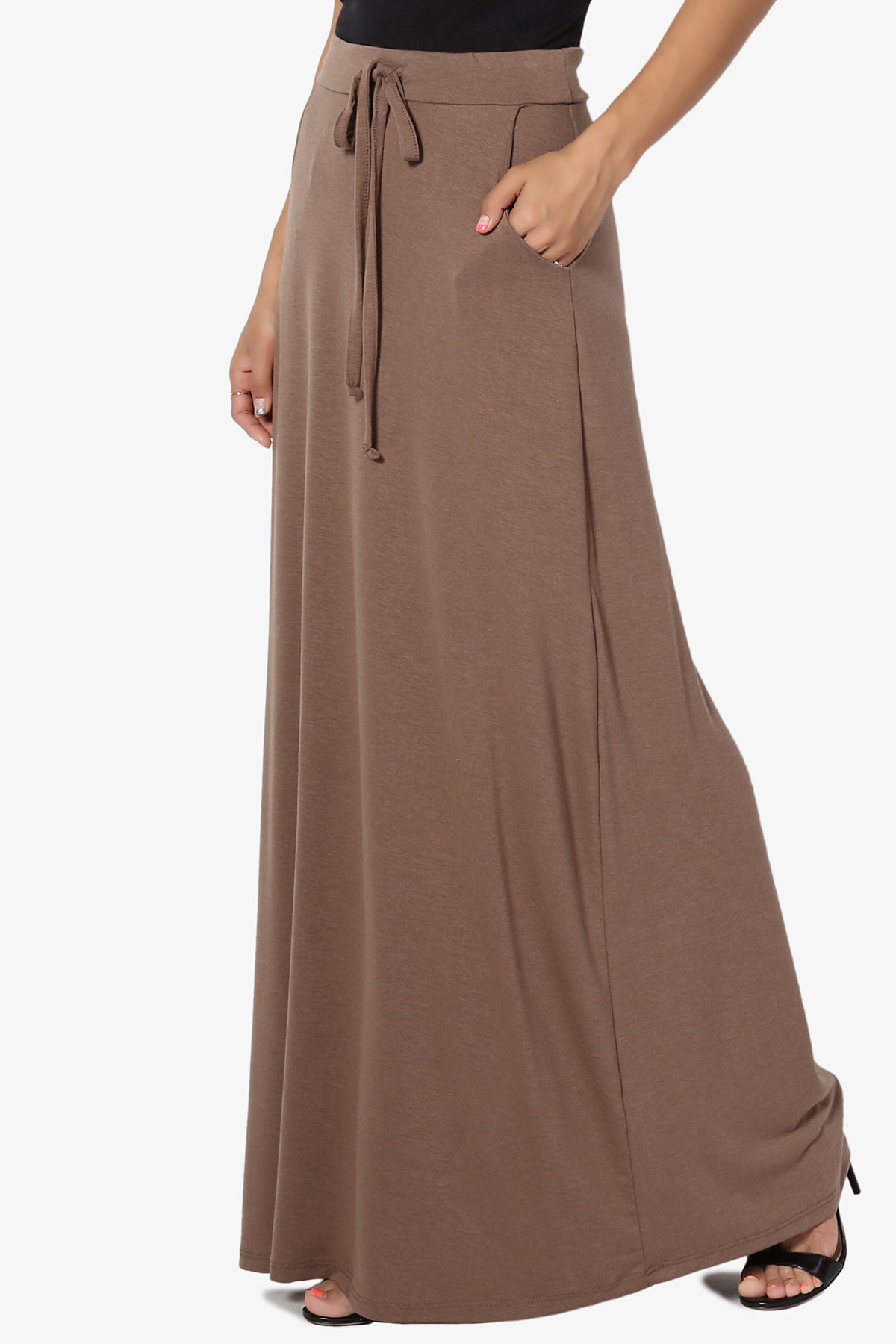 Izzie Drawstring Pocket Jersey Maxi Skirt