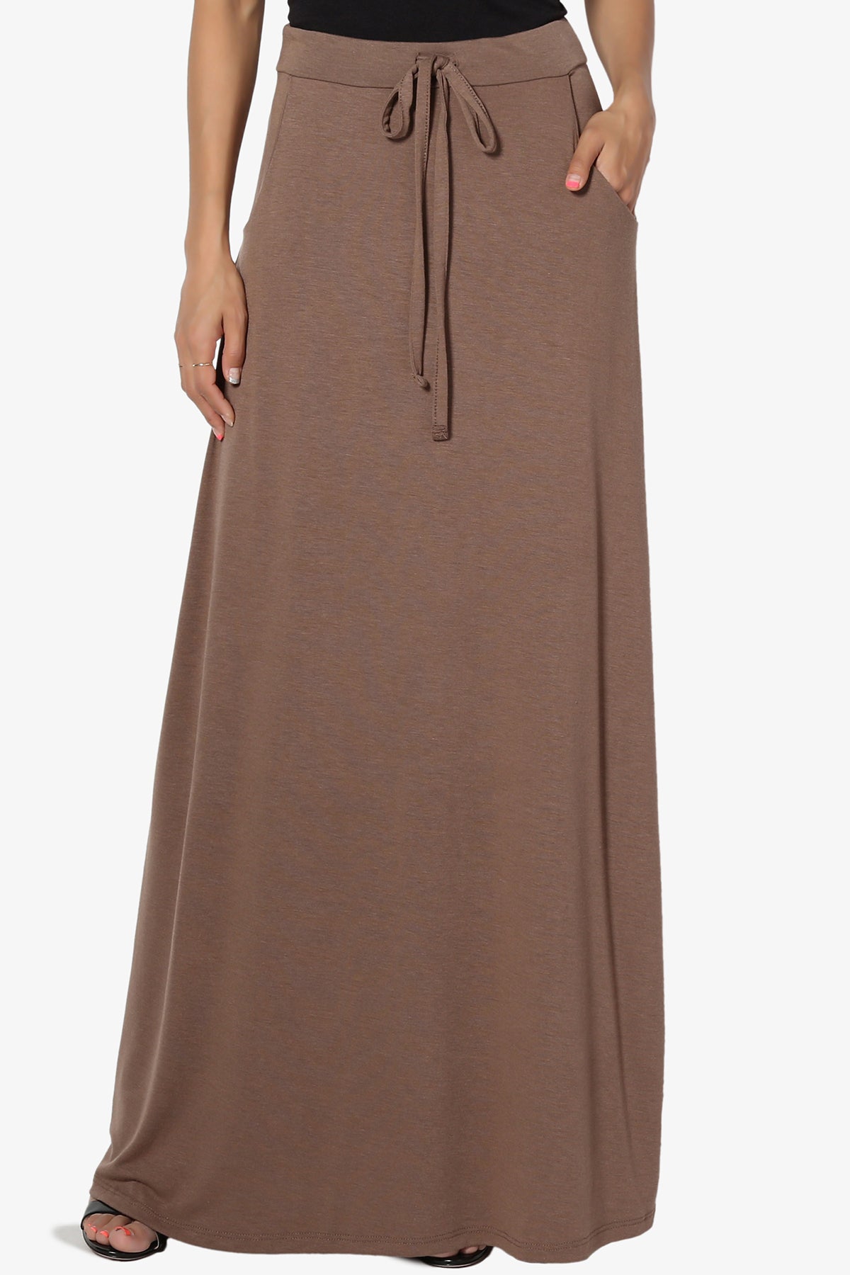 Izzie Drawstring Pocket Jersey Maxi Skirt PLUS