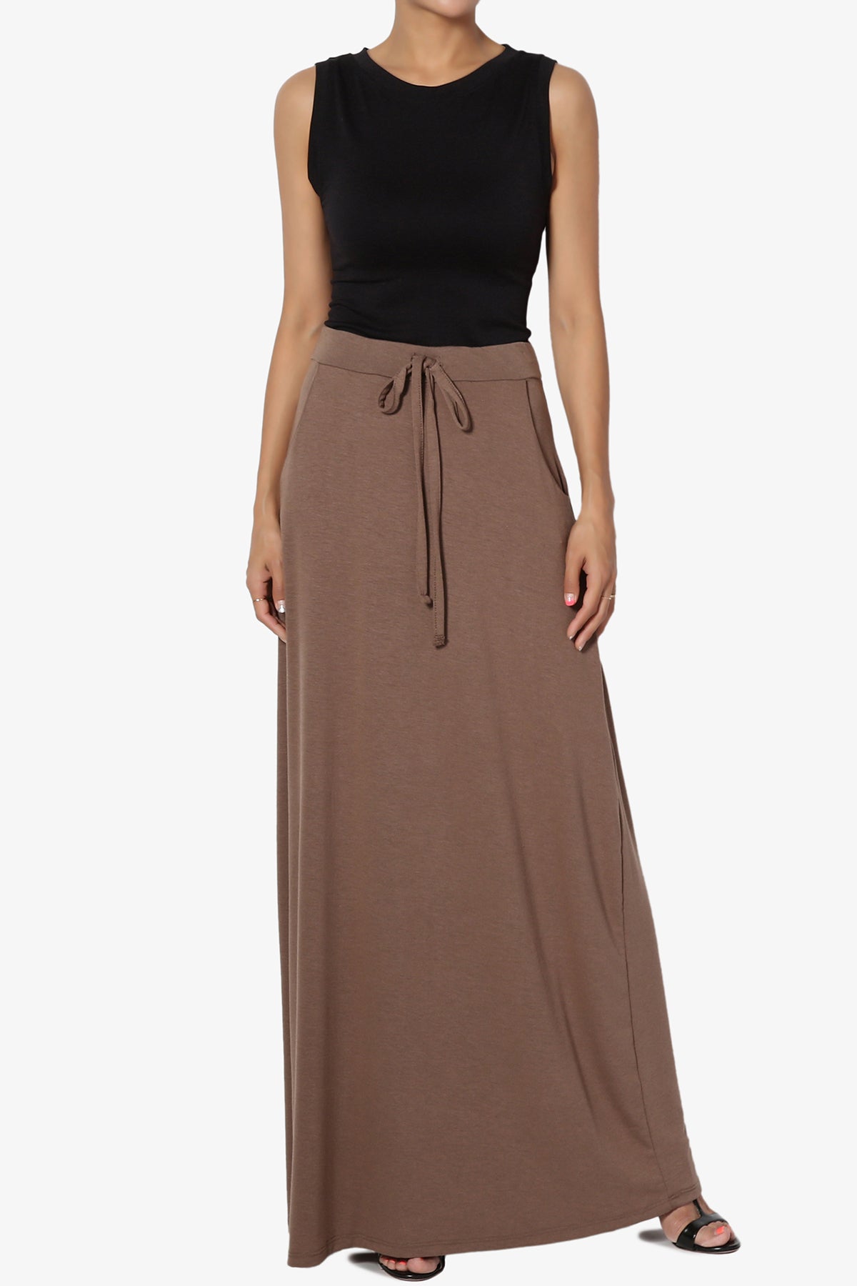 Izzie Drawstring Pocket Jersey Maxi Skirt