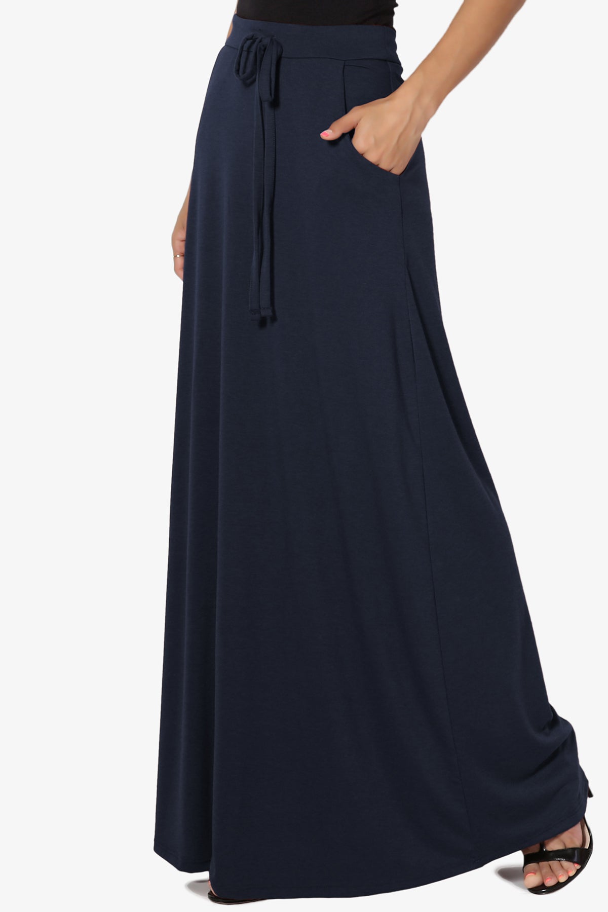 Izzie Drawstring Pocket Jersey Maxi Skirt PLUS