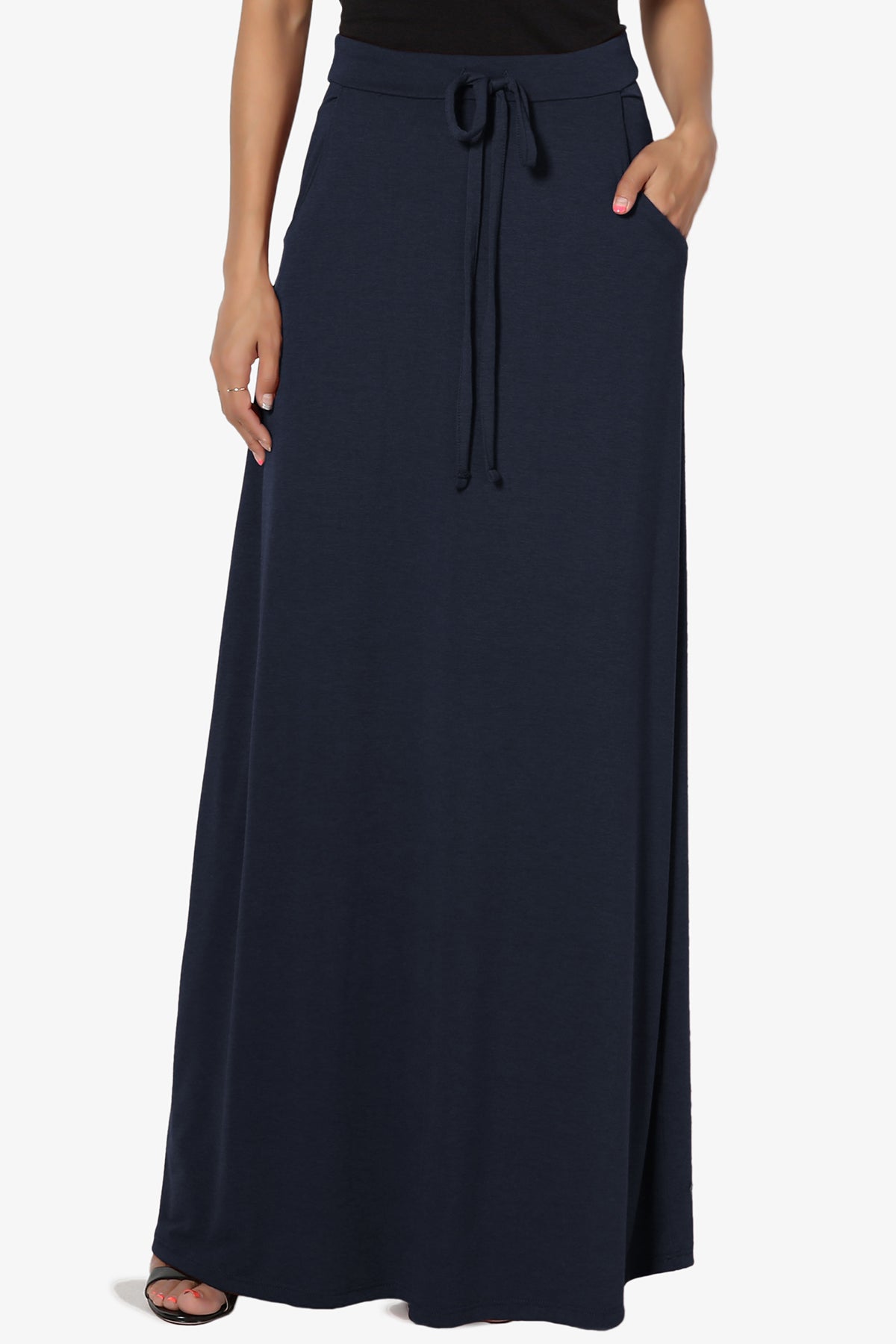 Izzie Drawstring Pocket Jersey Maxi Skirt