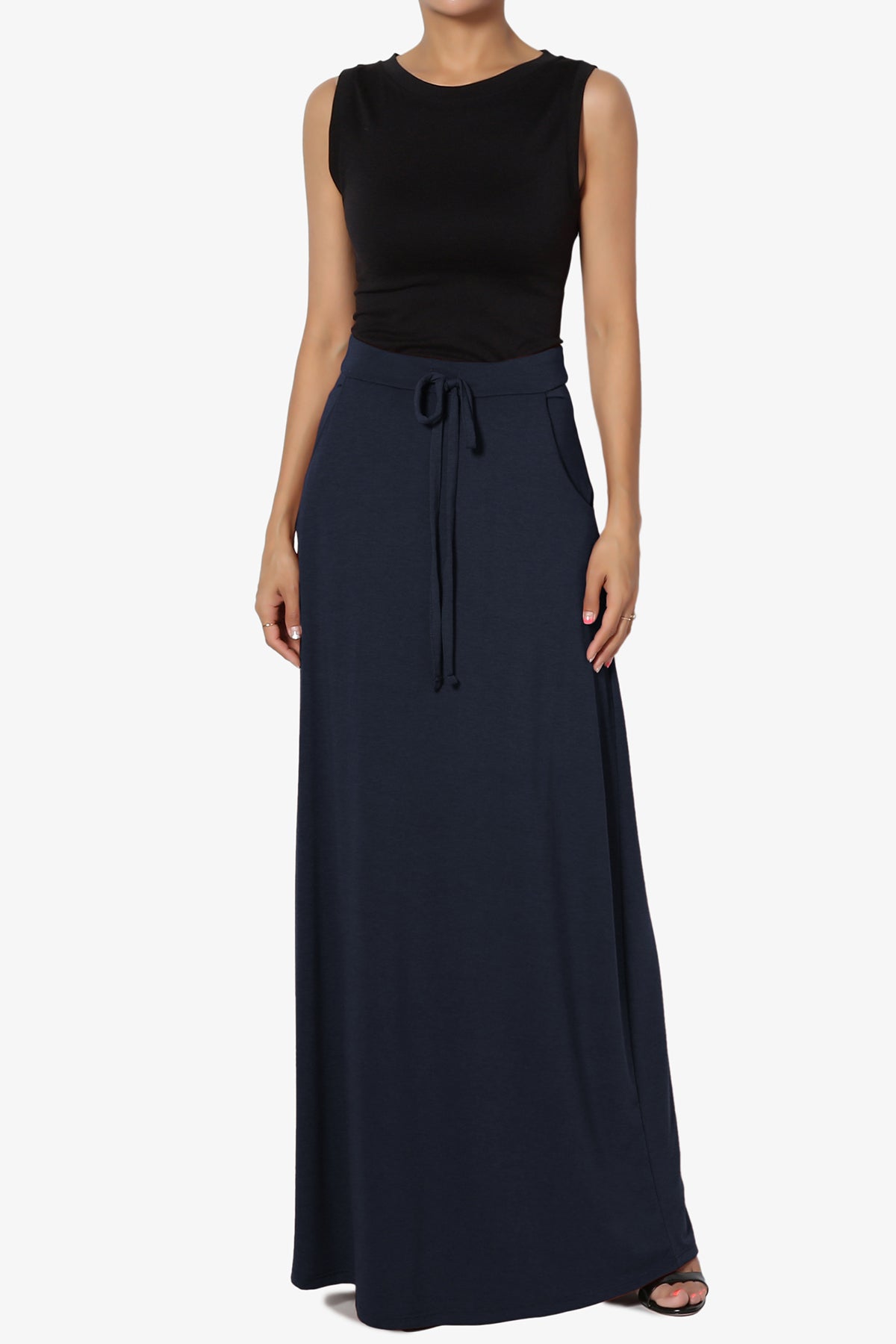 Izzie Drawstring Pocket Jersey Maxi Skirt PLUS