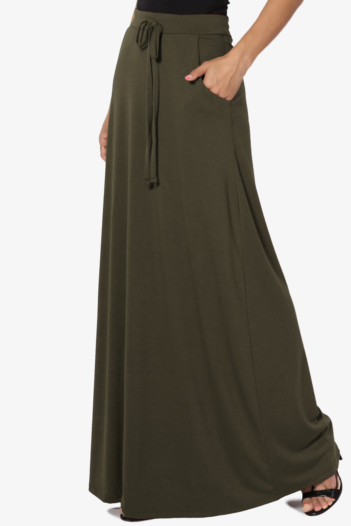 Izzie Drawstring Pocket Jersey Maxi Skirt PLUS