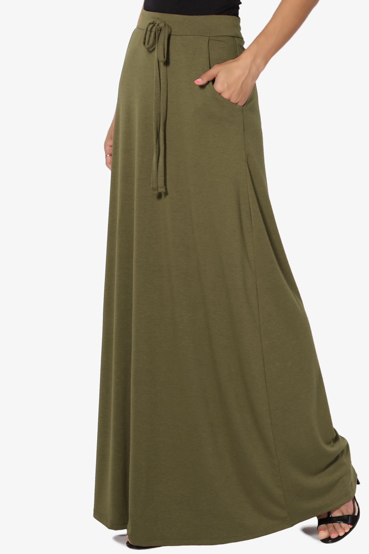 Izzie Drawstring Pocket Jersey Maxi Skirt