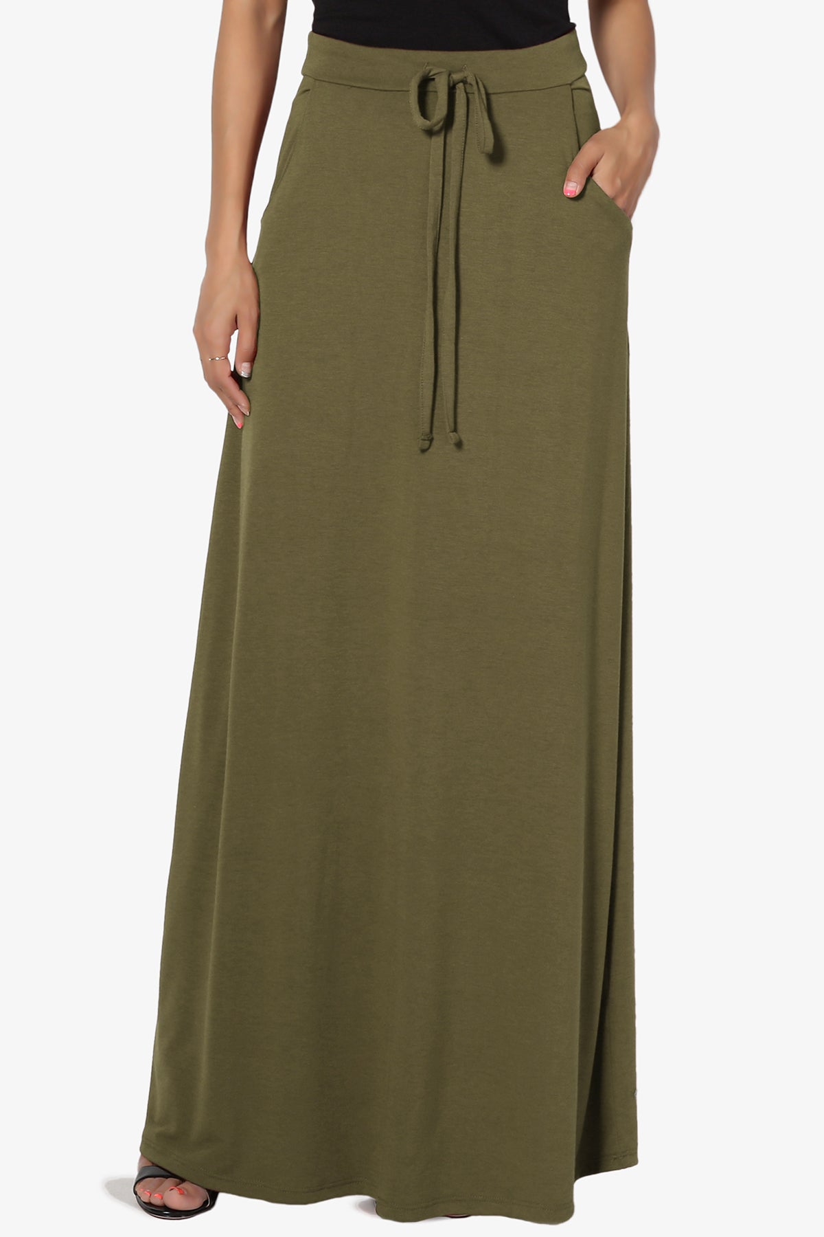 Izzie Drawstring Pocket Jersey Maxi Skirt