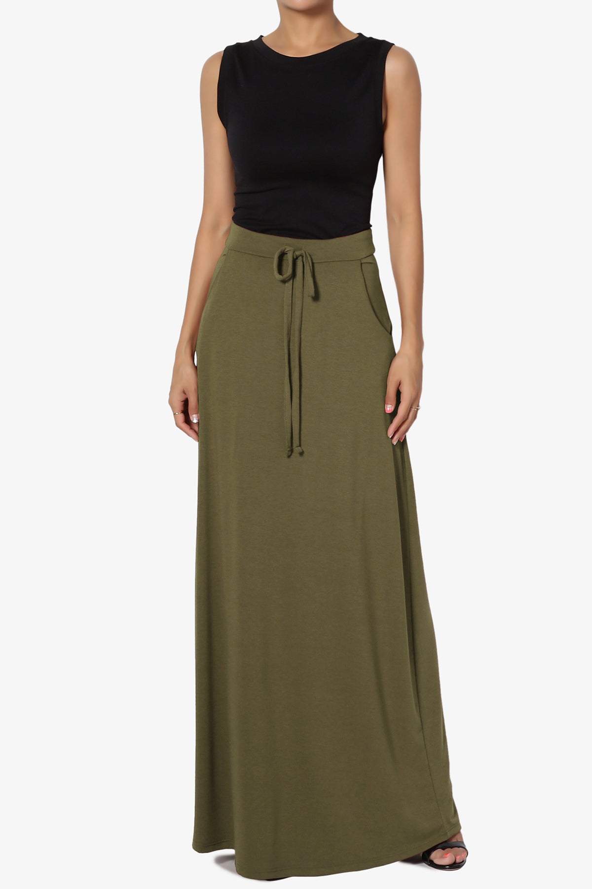 Izzie Drawstring Pocket Jersey Maxi Skirt
