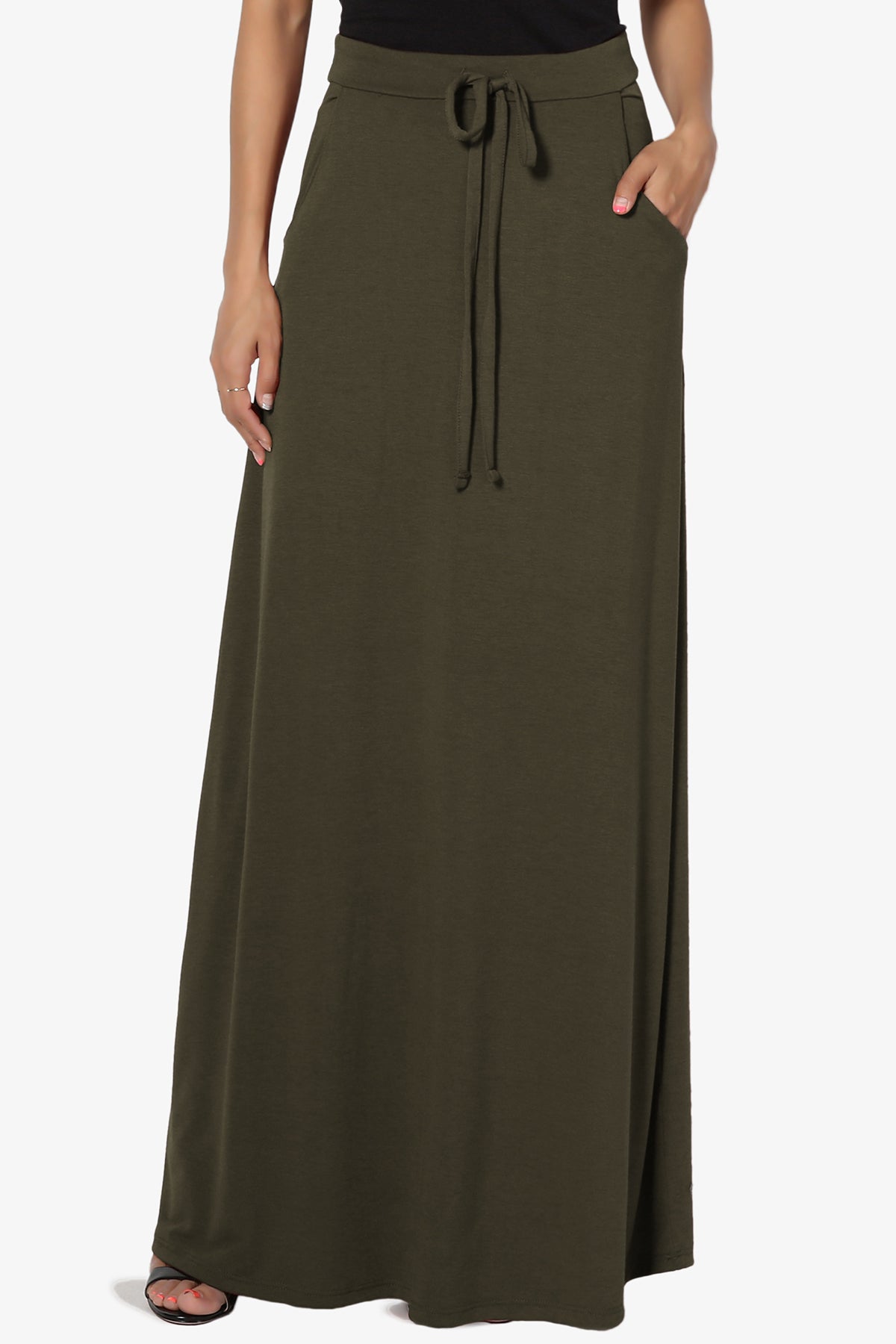 Izzie Drawstring Pocket Jersey Maxi Skirt