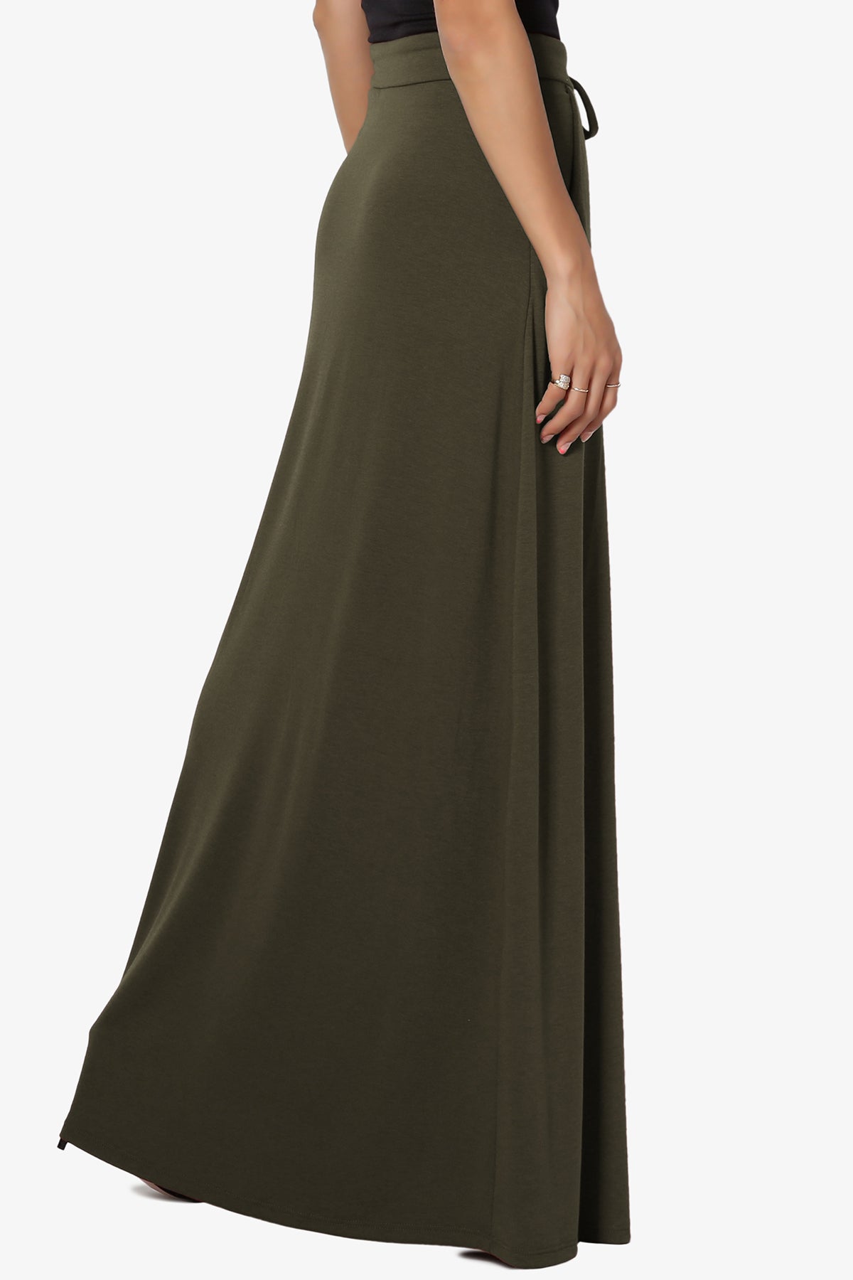Izzie Drawstring Pocket Jersey Maxi Skirt PLUS