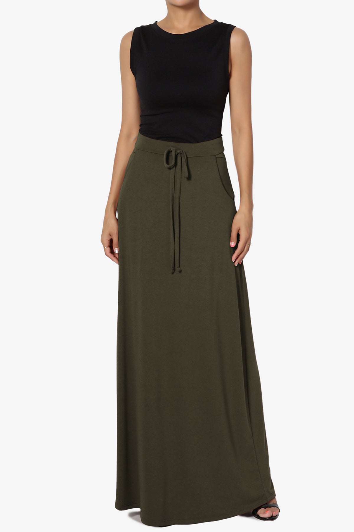 Izzie Drawstring Pocket Jersey Maxi Skirt
