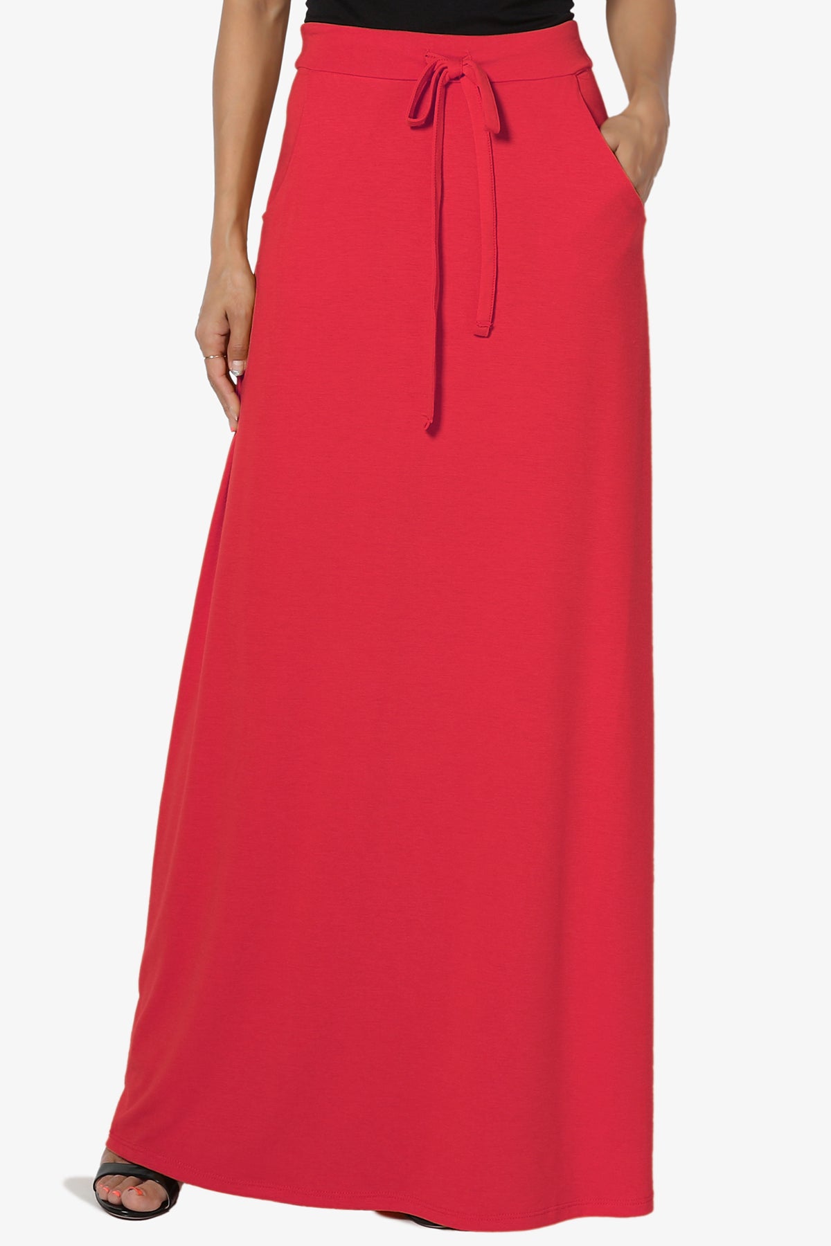 Izzie Drawstring Pocket Jersey Maxi Skirt PLUS