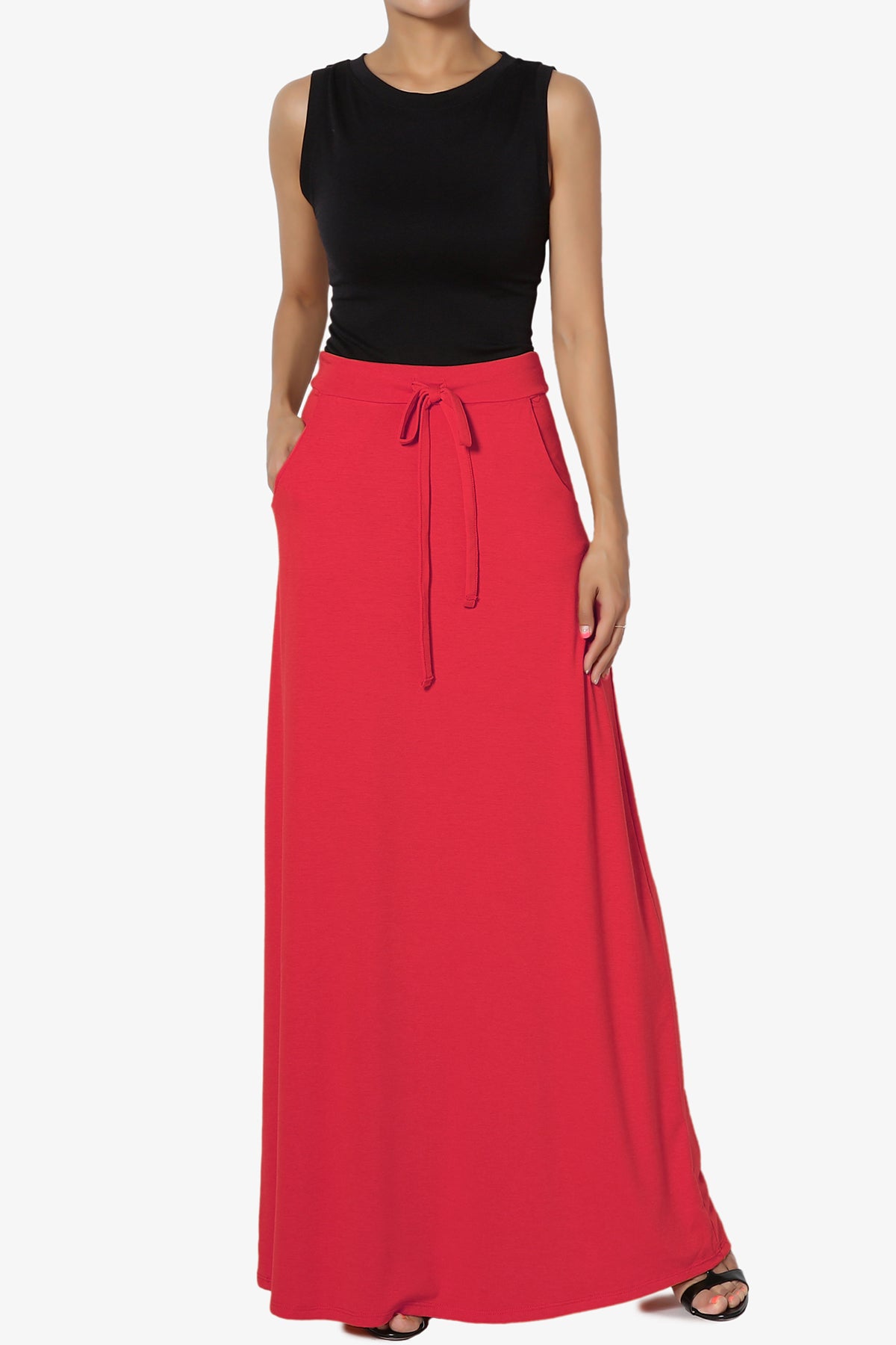Izzie Drawstring Pocket Jersey Maxi Skirt PLUS
