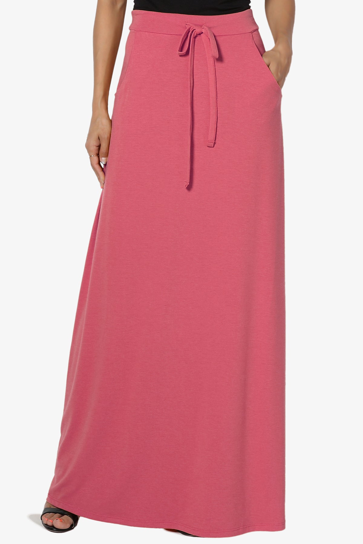 Izzie Drawstring Pocket Jersey Maxi Skirt PLUS