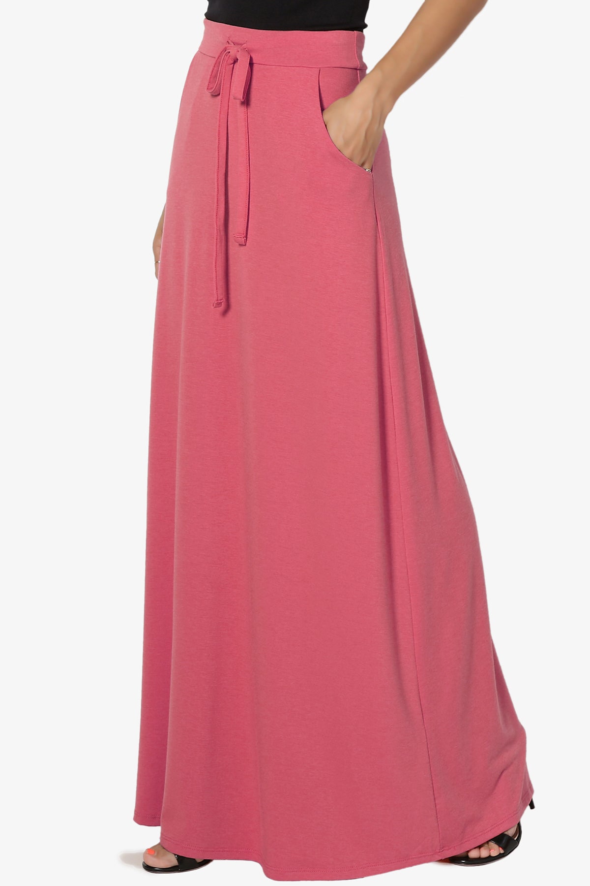 Izzie Drawstring Pocket Jersey Maxi Skirt PLUS